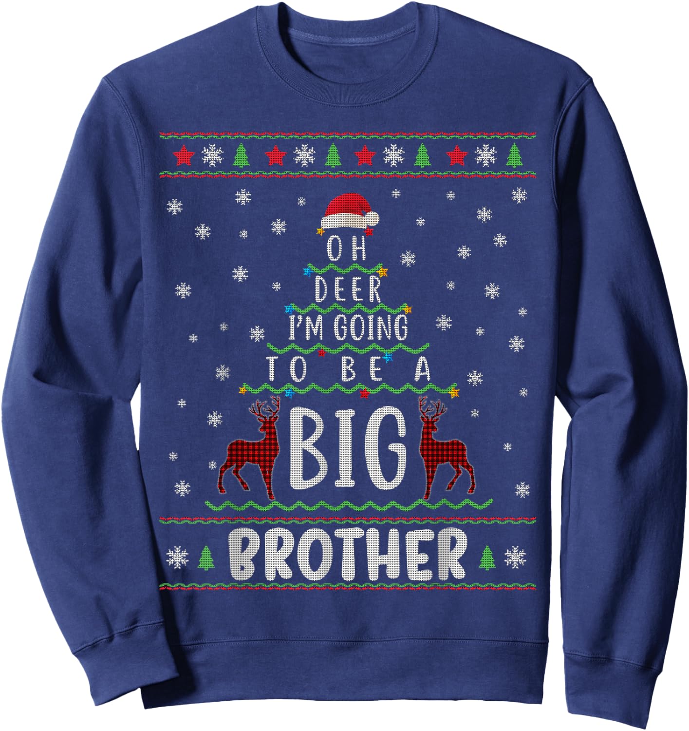 Oh Deer I'm Going To Be A Big Brother Christmas Sweatshirt - Sweatshirt | Navy