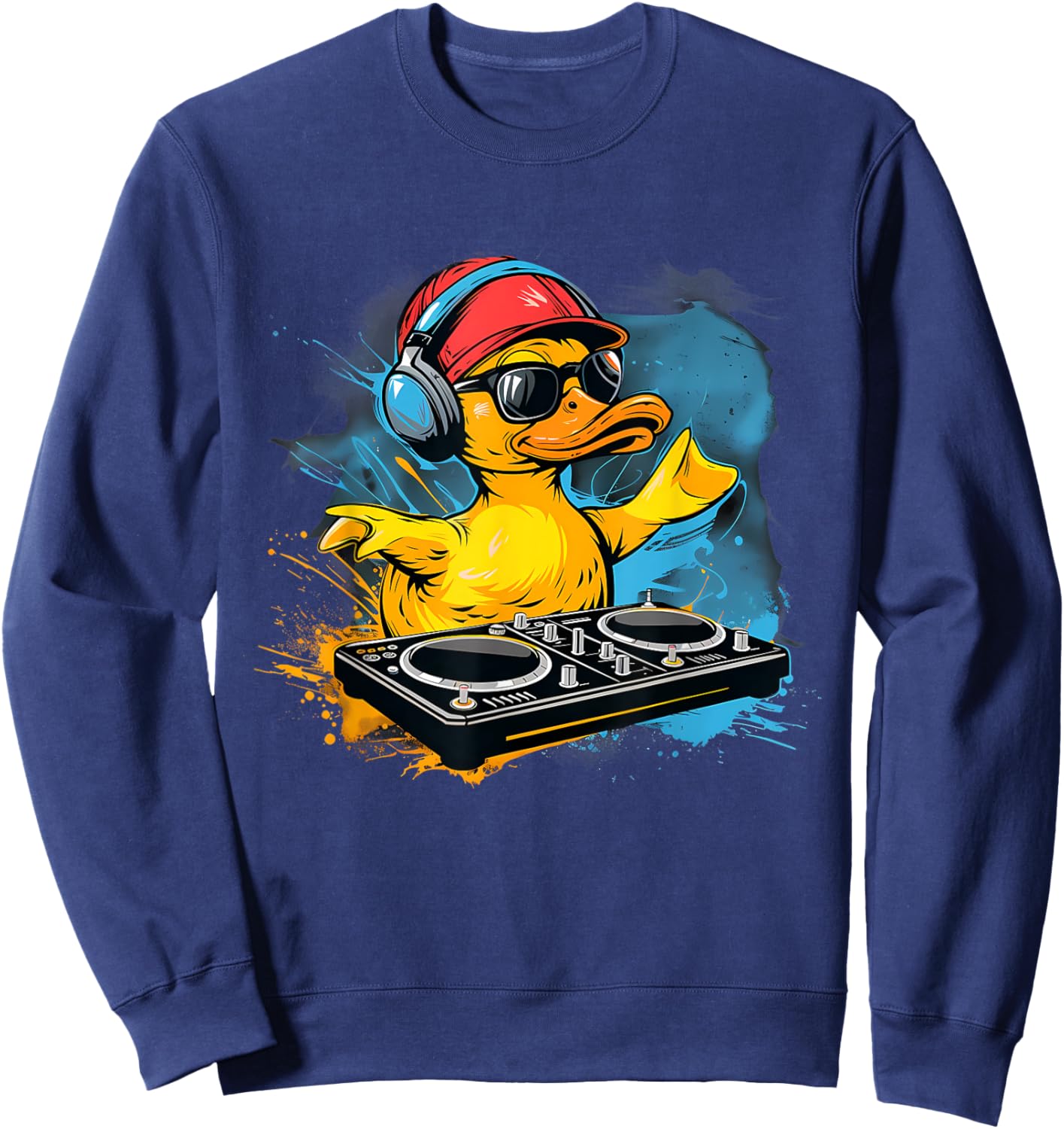 Rubber Duck Turntable DJ Rubber Duckling Music Lover Techno Sweatshirt - Sweatshirt | Navy