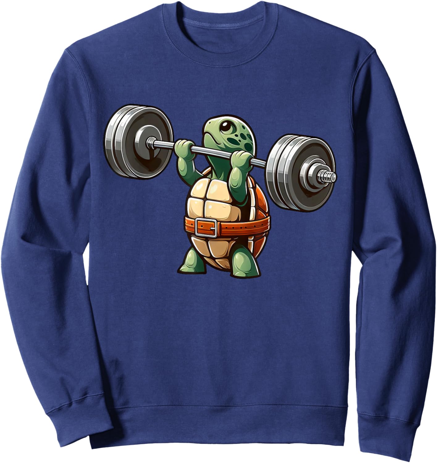 Turtle Weightlifter Strong Workout Gym Sweatshirt - Sweatshirt | Navy