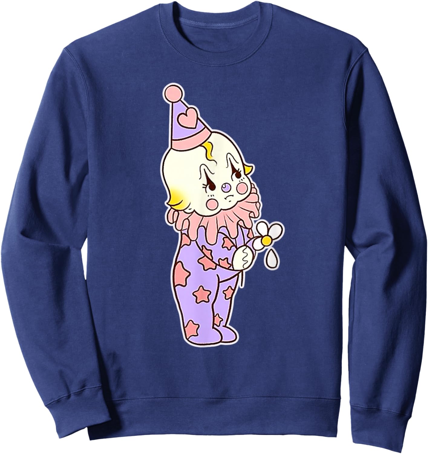 Kewpie Baby Sad Circus Clown Flower Tattoo Flash Sweatshirt - Sweatshirt | Navy