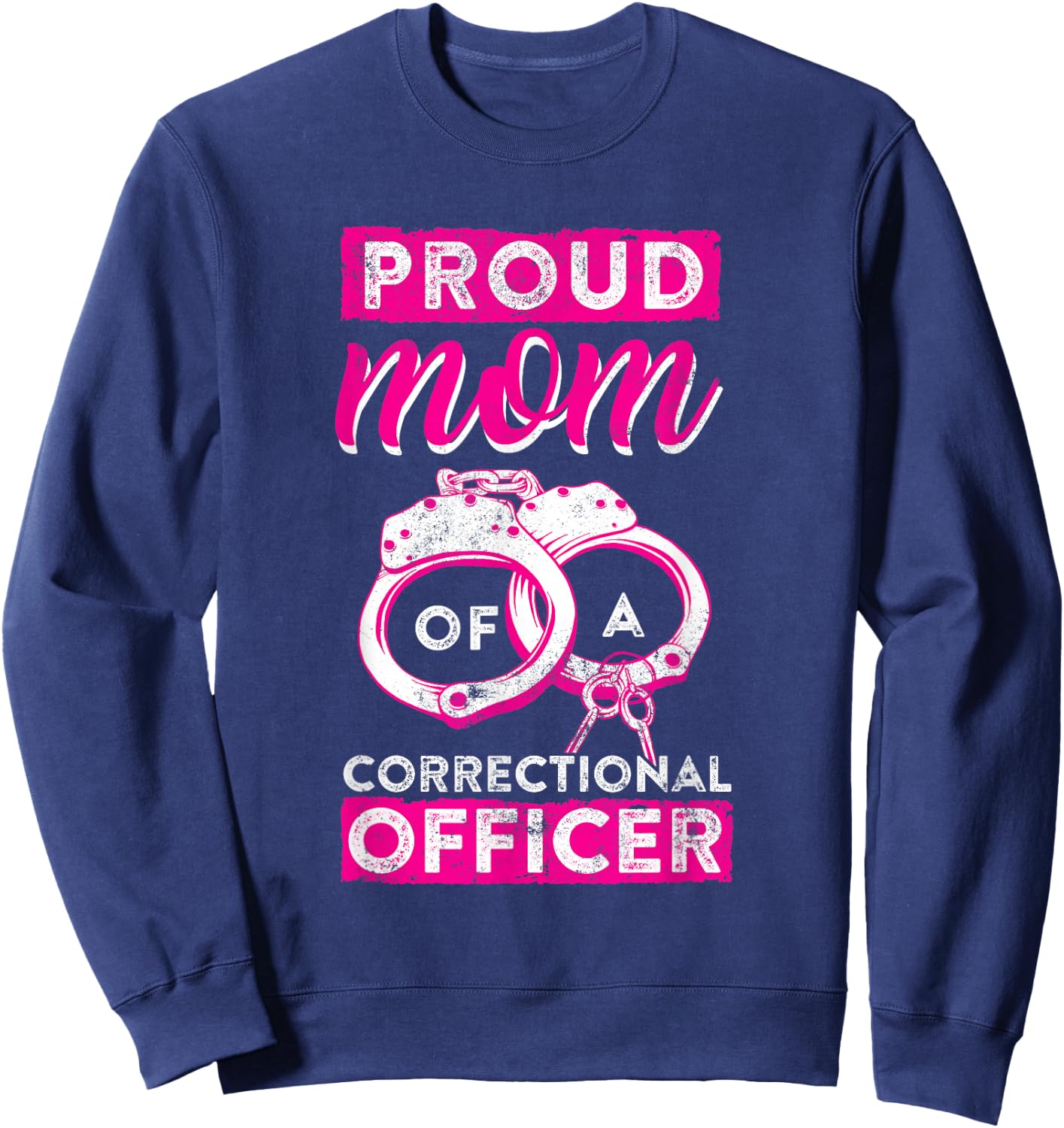 Correctional Officer Proud Mom Thin Silver Line Sweatshirt - Sweatshirt | Navy