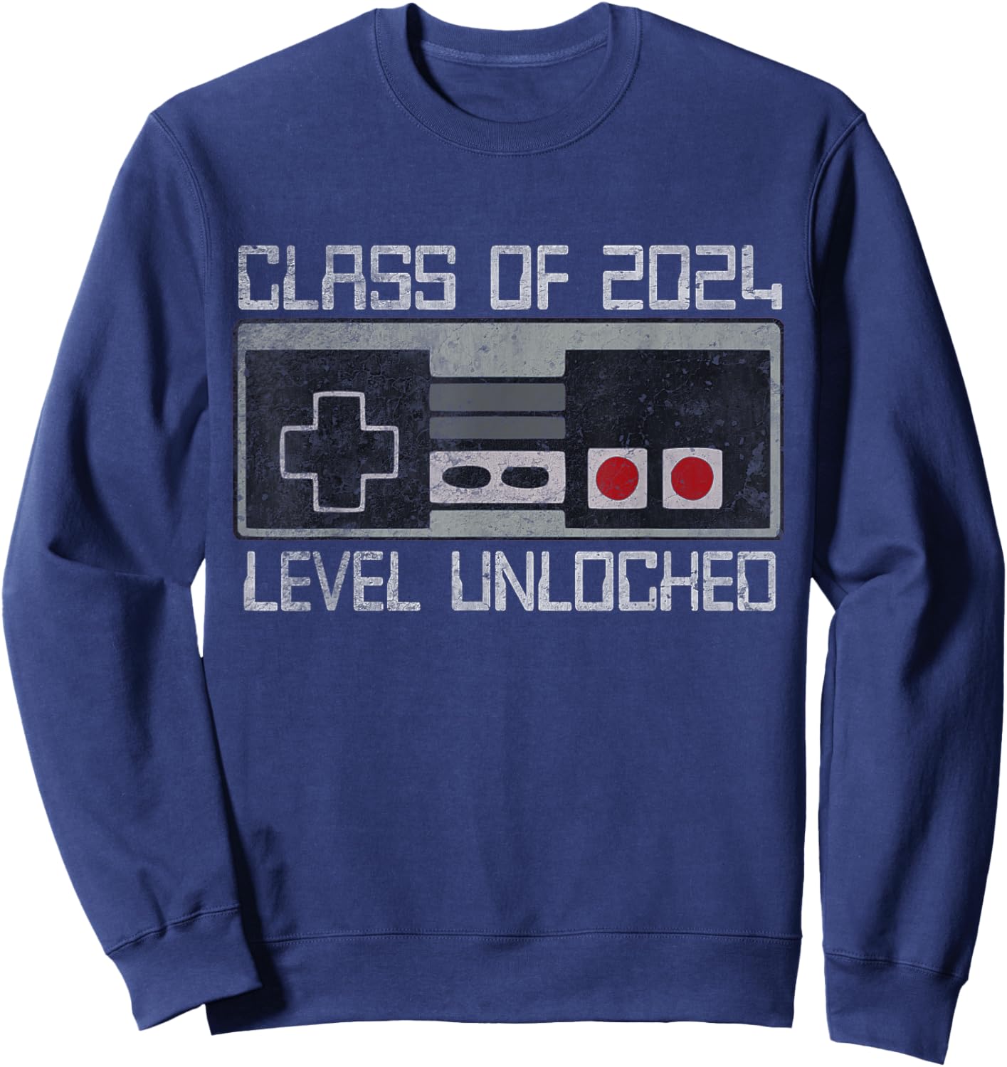 Class Of 2024 Level Unlocked Senior Gamer Graduation Sweatshirt - Sweatshirt | Navy