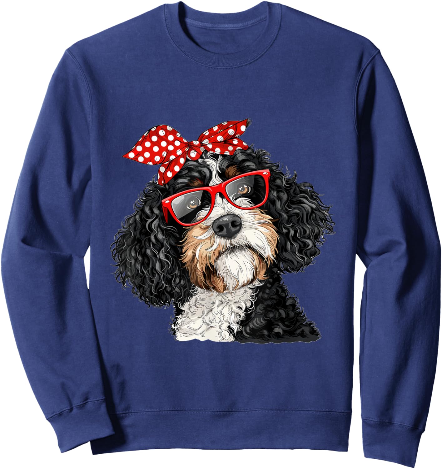 Bernedoodle Dog Mom Bandana Mothers Day Graphic Sweatshirt - Sweatshirt | Navy