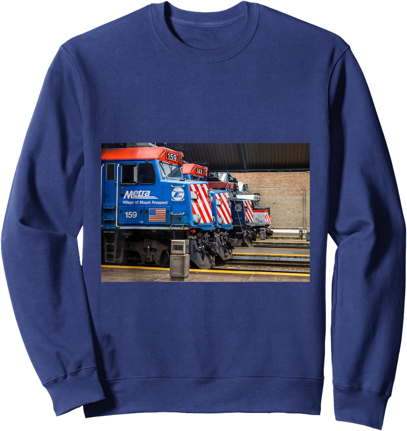 Chicago Trains Metra 159 Village of Mount Prospect , Small, Black Sweatshirt - Sweatshirt | Navy