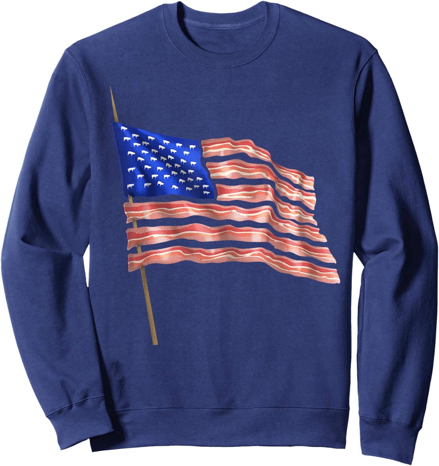 USA Bacon Flag | Cute US Dried Pigs Funny 4th Of July Gift Sweatshirt - Sweatshirt | Navy