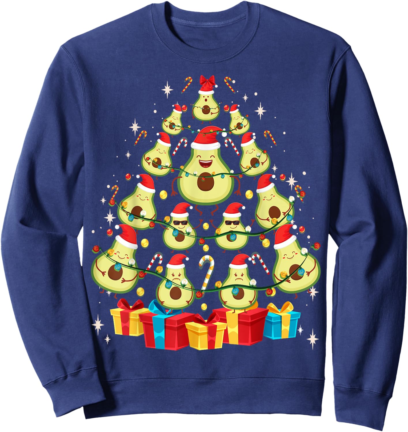 Avocado Plant Based Christmas Tree - Avocado Lover Christmas Sweatshirt - Sweatshirt | Navy