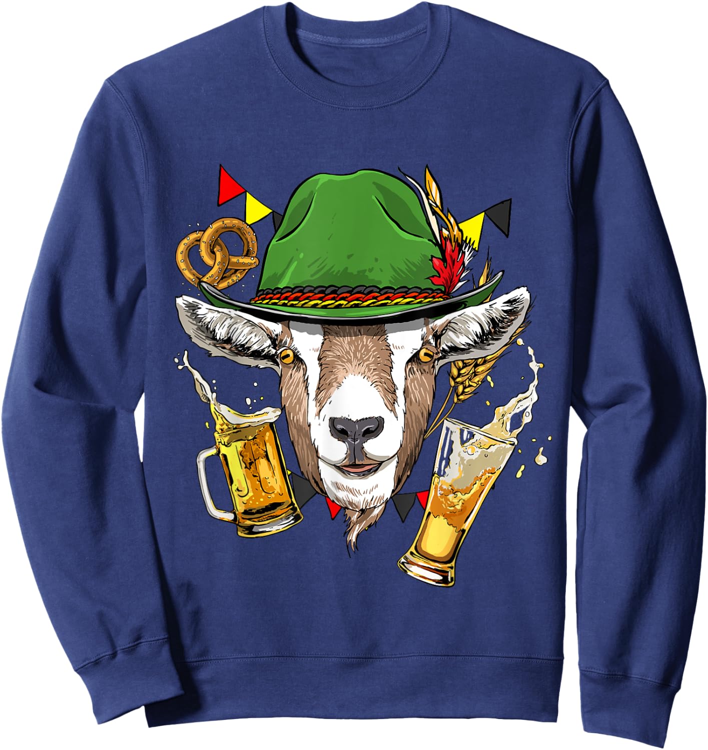 Oktoberfest Shirt Lederhosen Goat Farm Animal Goat Lover Sweatshirt - Sweatshirt | Navy