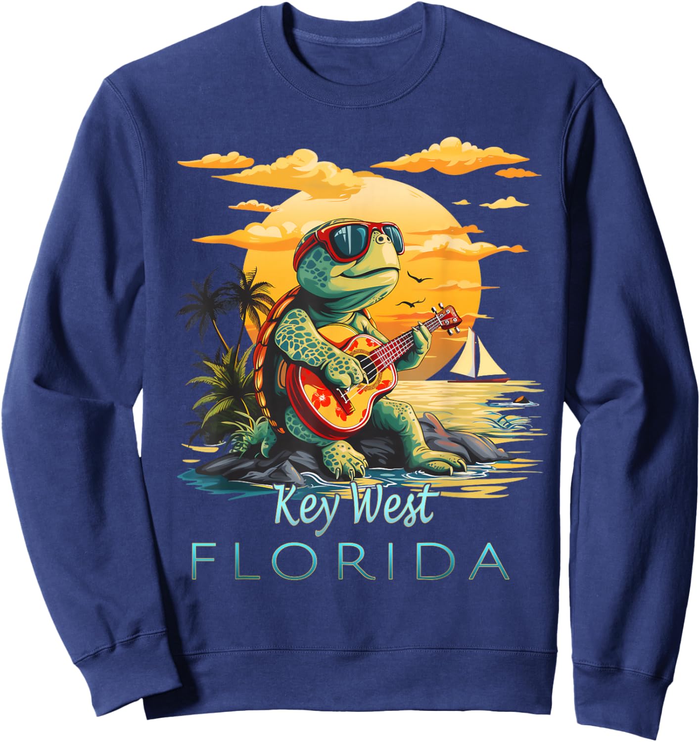 Key West Florida Keys Vacation Turtle Sweatshirt - Sweatshirt | Navy