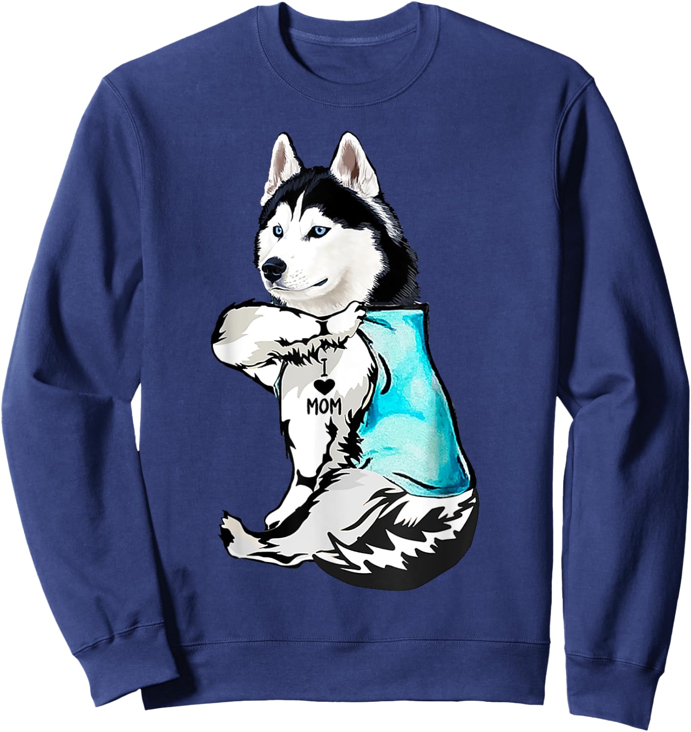 Husky I Love Mom Tattoo Sweatshirt - Sweatshirt | Navy