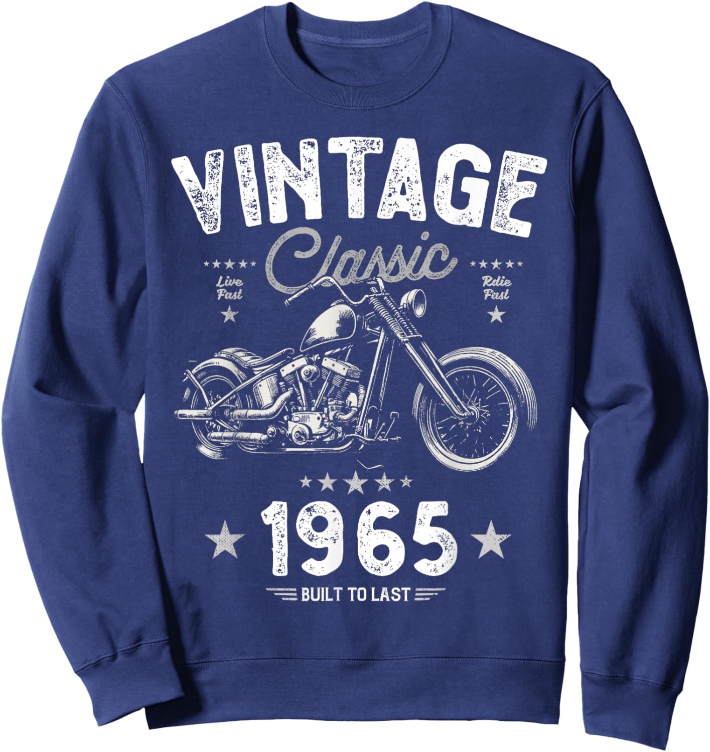 Vintage 1965 60th Birthday Classic Retro Chopper Motorbike Sweatshirt - Sweatshirt | Navy