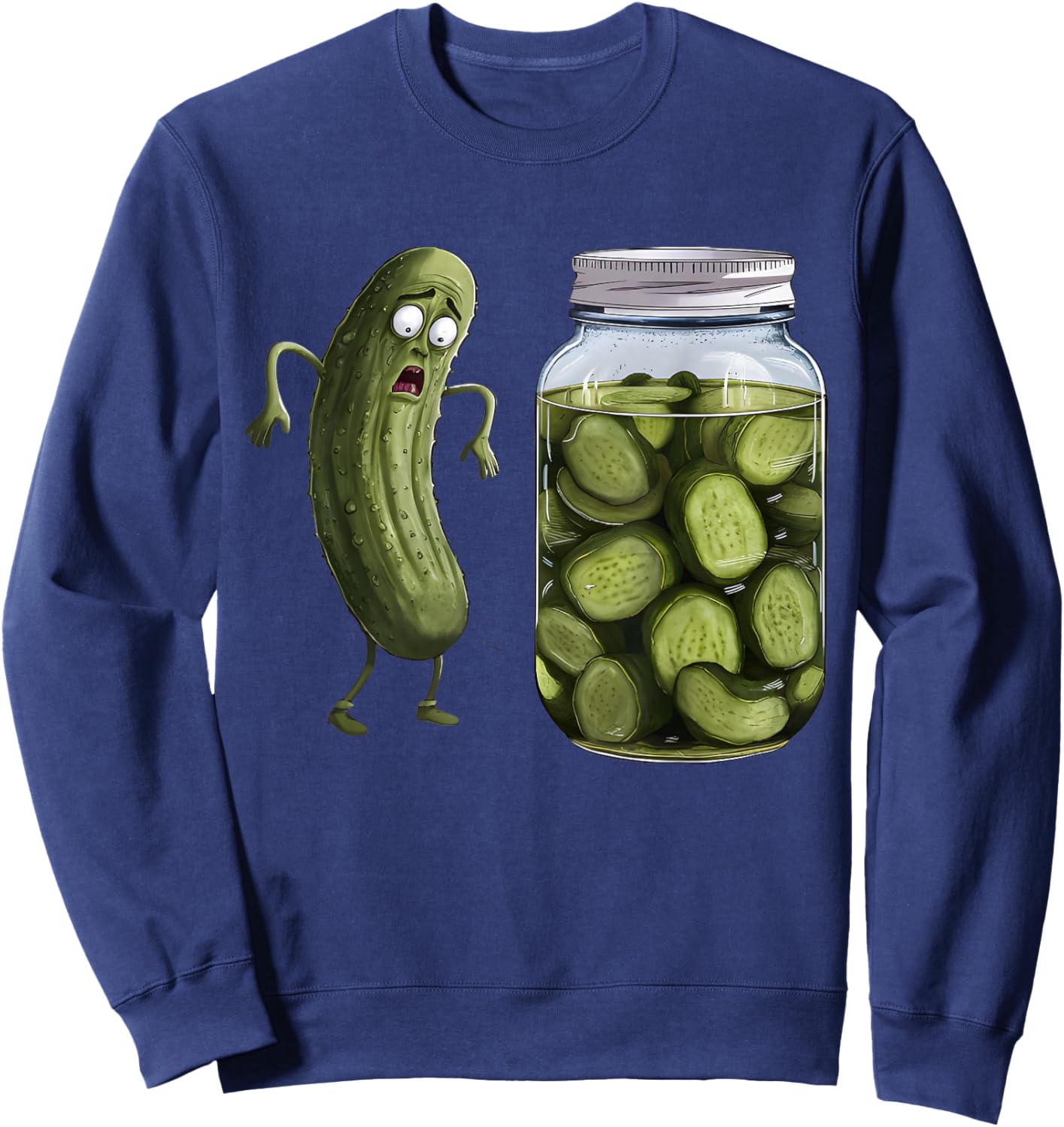 Funny Pickle Surprise A Cucumber And A Jar Of Sliced Pickles Sweatshirt - Sweatshirt | Navy
