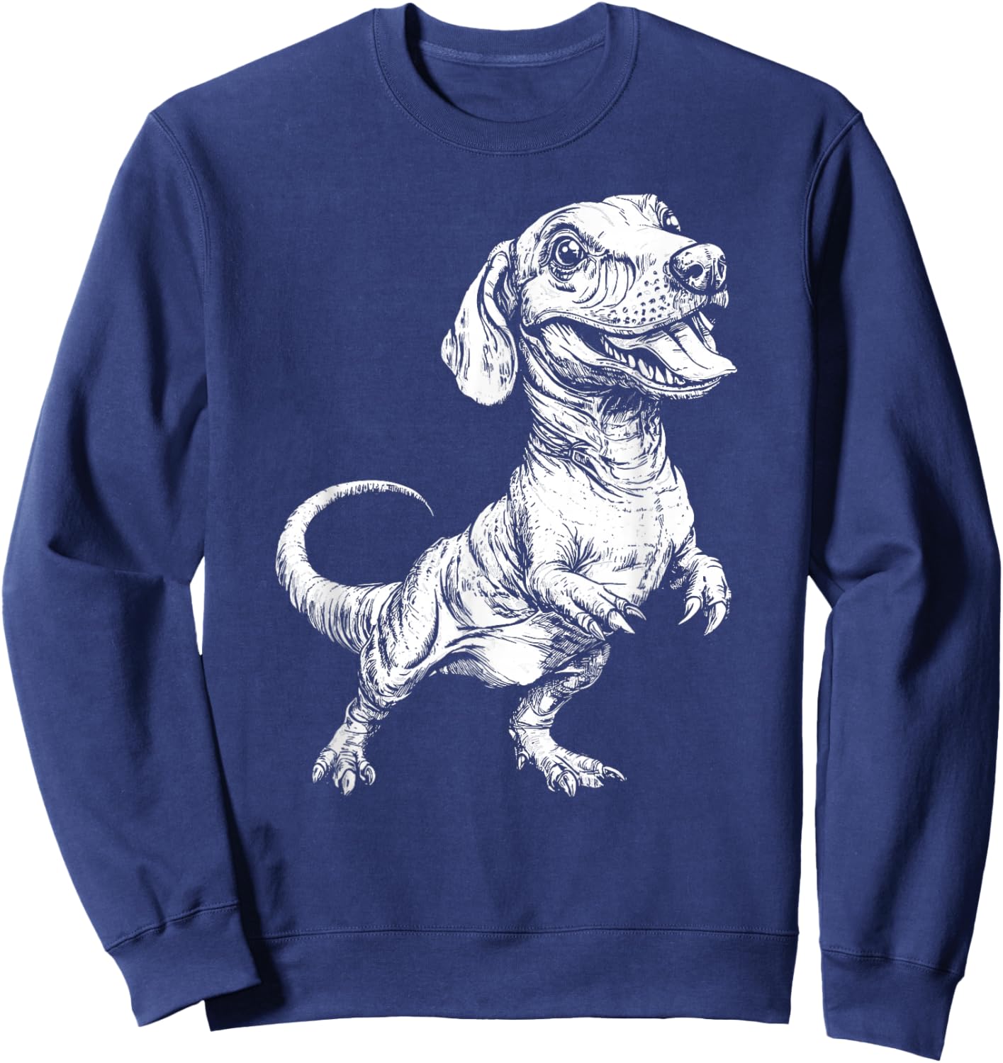 Dachshund Dog Dinosaur Tyrannosaurus Dachshund Saurus Dino Sweatshirt - Sweatshirt | Navy