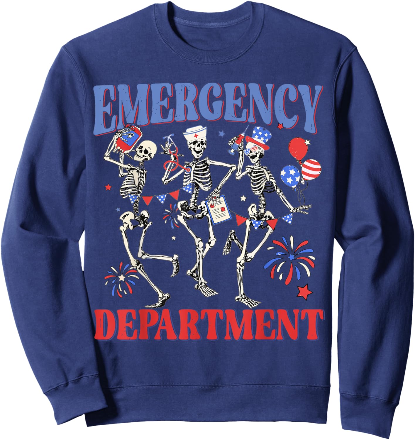 Emergency Department 4th Of July ER Nurse Independence Day Sweatshirt - Sweatshirt | Navy