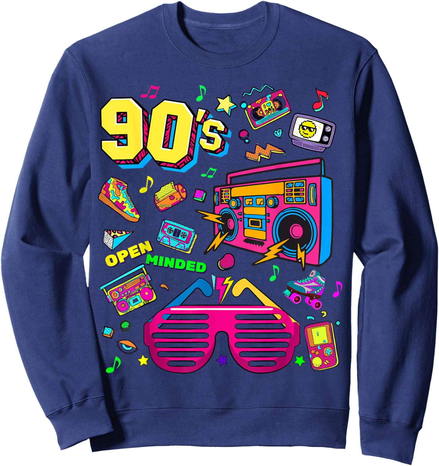 Men's Women's Kids Vintage Retro Back To 90's Graphic Design Sweatshirt - Sweatshirt | Navy