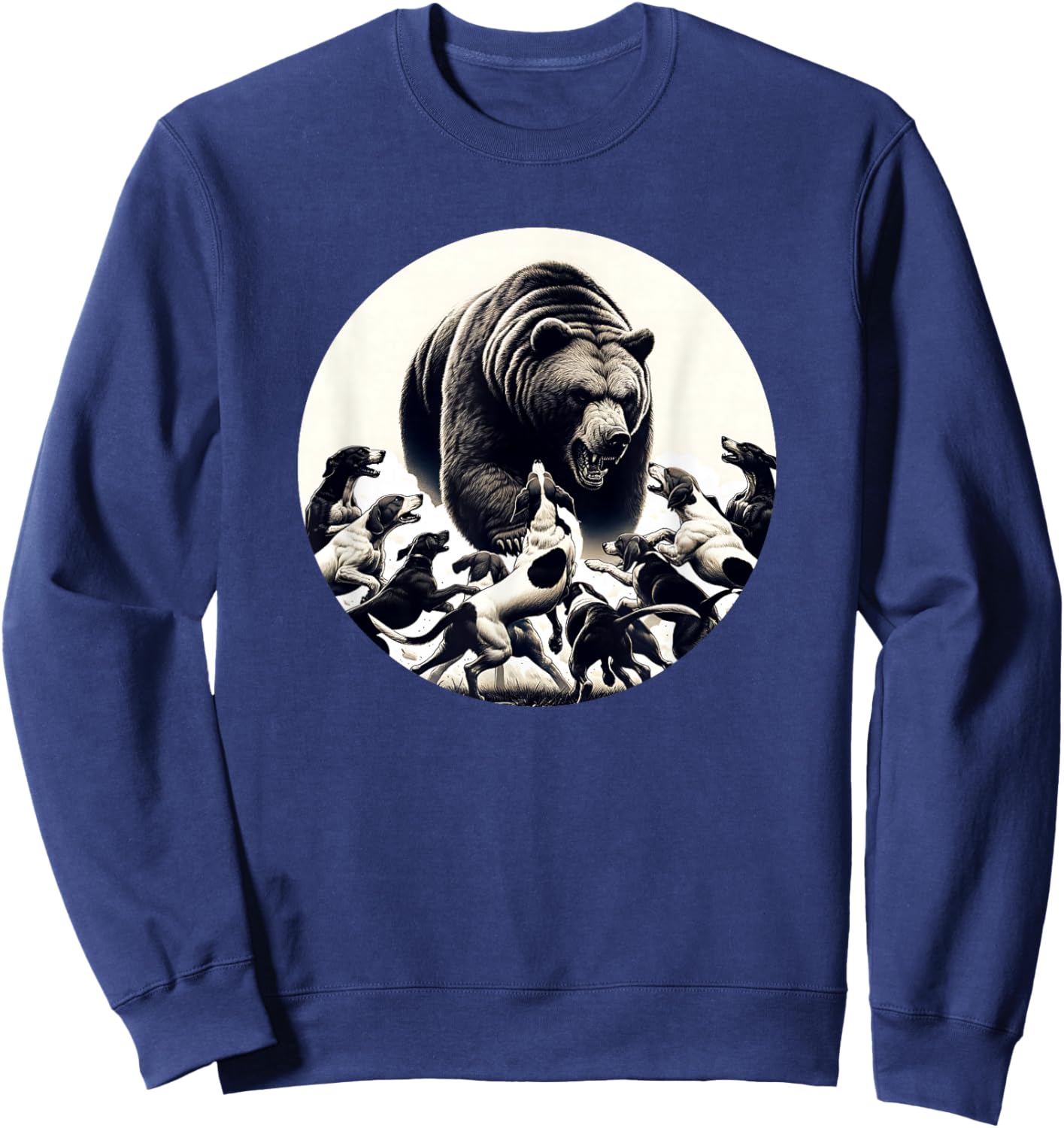 Hunting Bear Retro Dog Bear Hound Hunting Men Women Girls Kids Sweatshirt - Sweatshirt | Navy