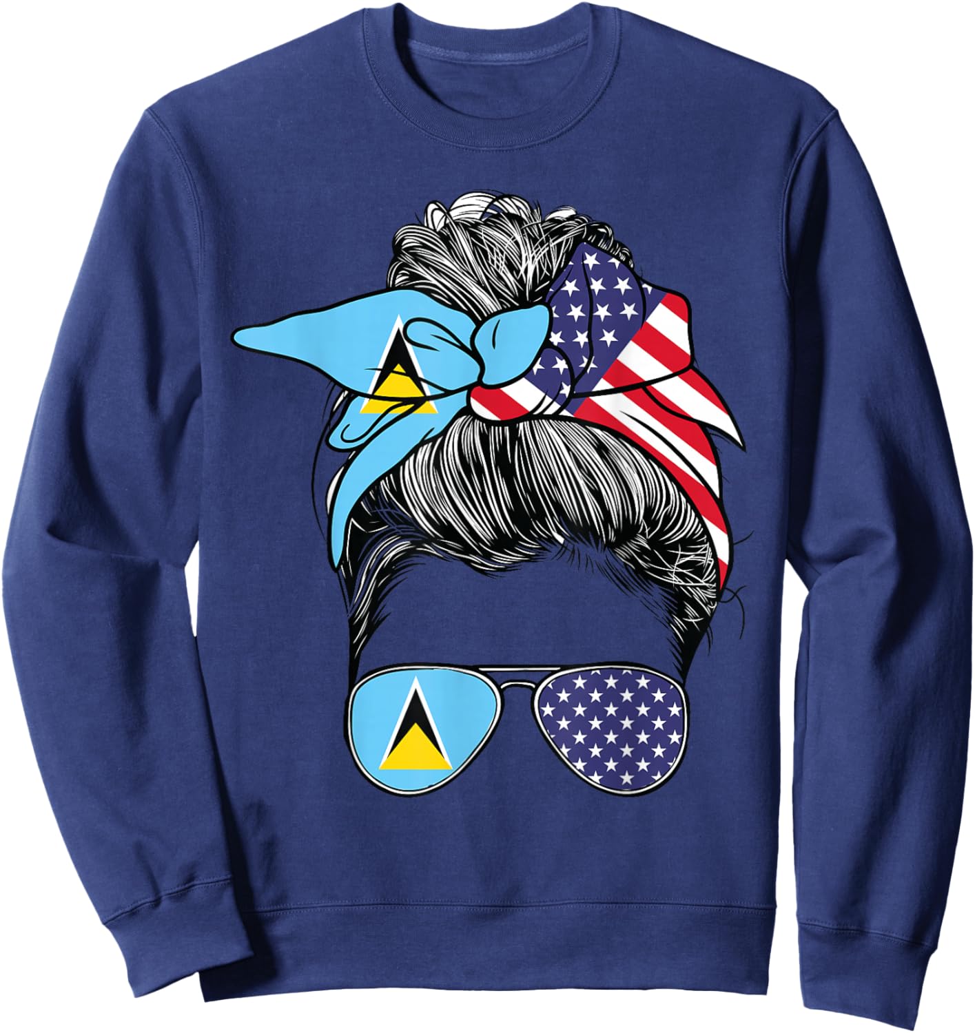 St Lucian Flag St Lucia Women American USA Heritage St Lucia Sweatshirt - Sweatshirt | Navy