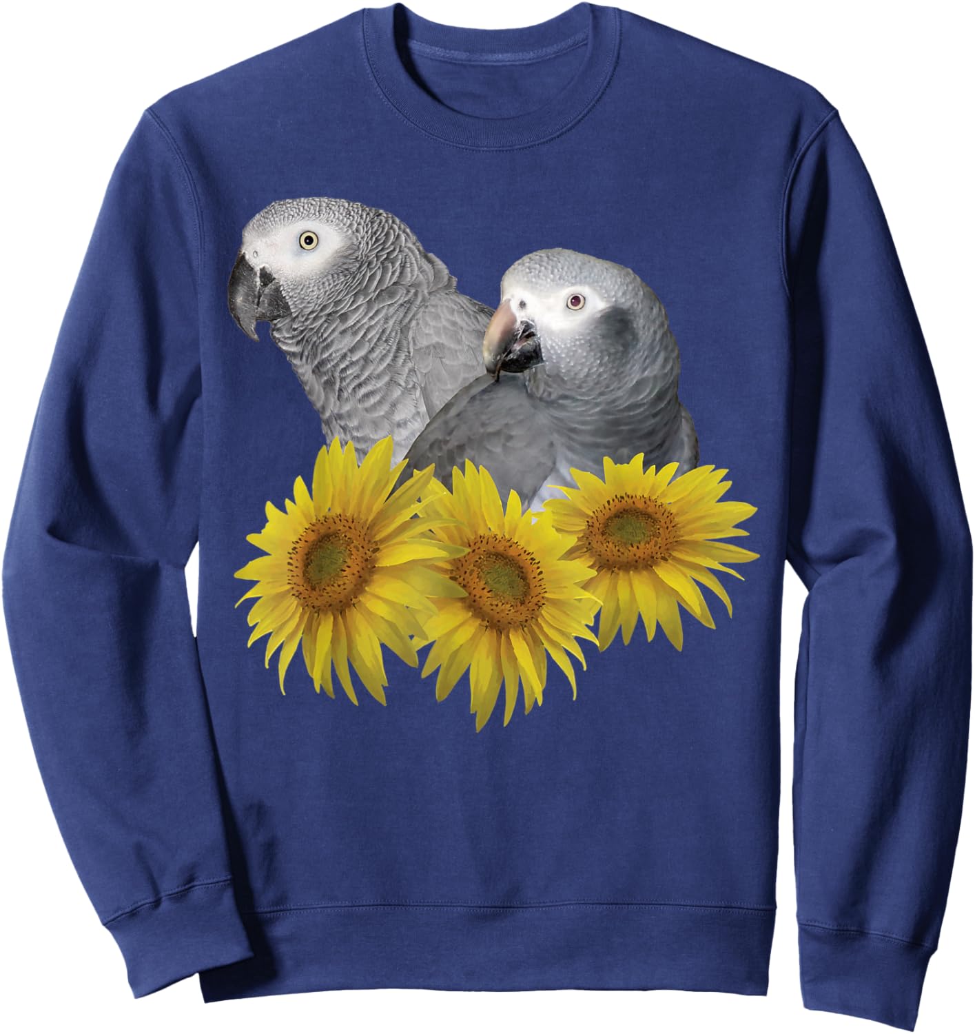 Congo and Timneh African Grey Parrot Sunflower Sweatshirt - Sweatshirt | Navy