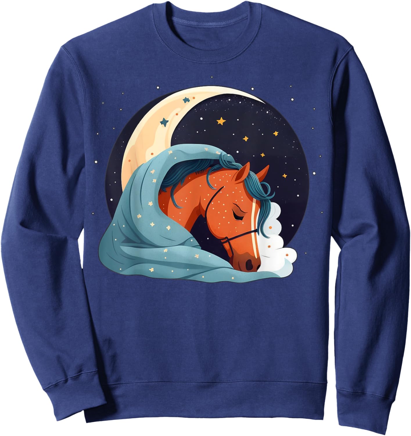 Napping Horse pajama on Horse Sleeping Sweatshirt - Sweatshirt | Navy
