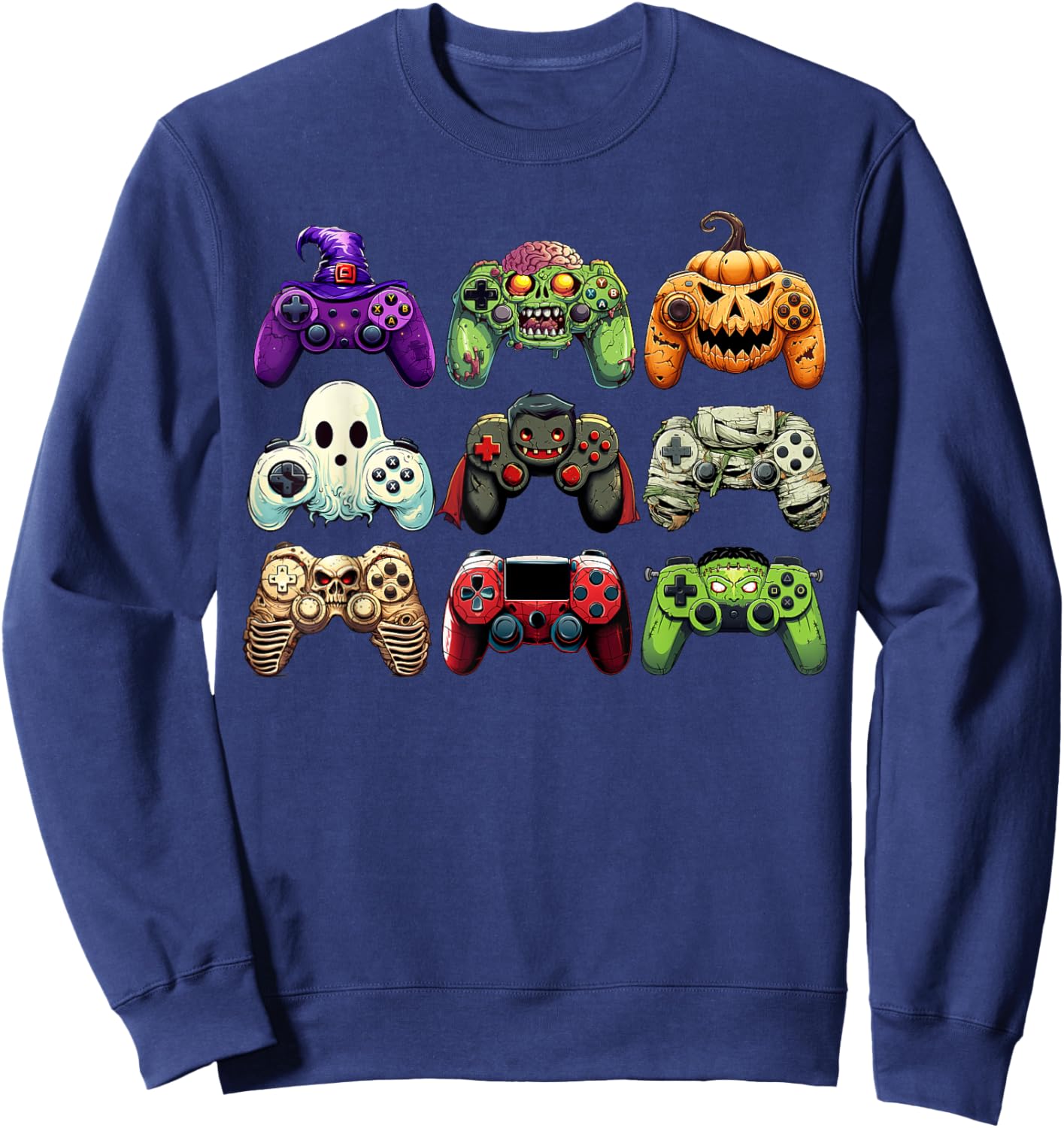 Halloween Skeleton Zombie Gaming Controllers Mummy Boys Kids Sweatshirt - Sweatshirt | Navy