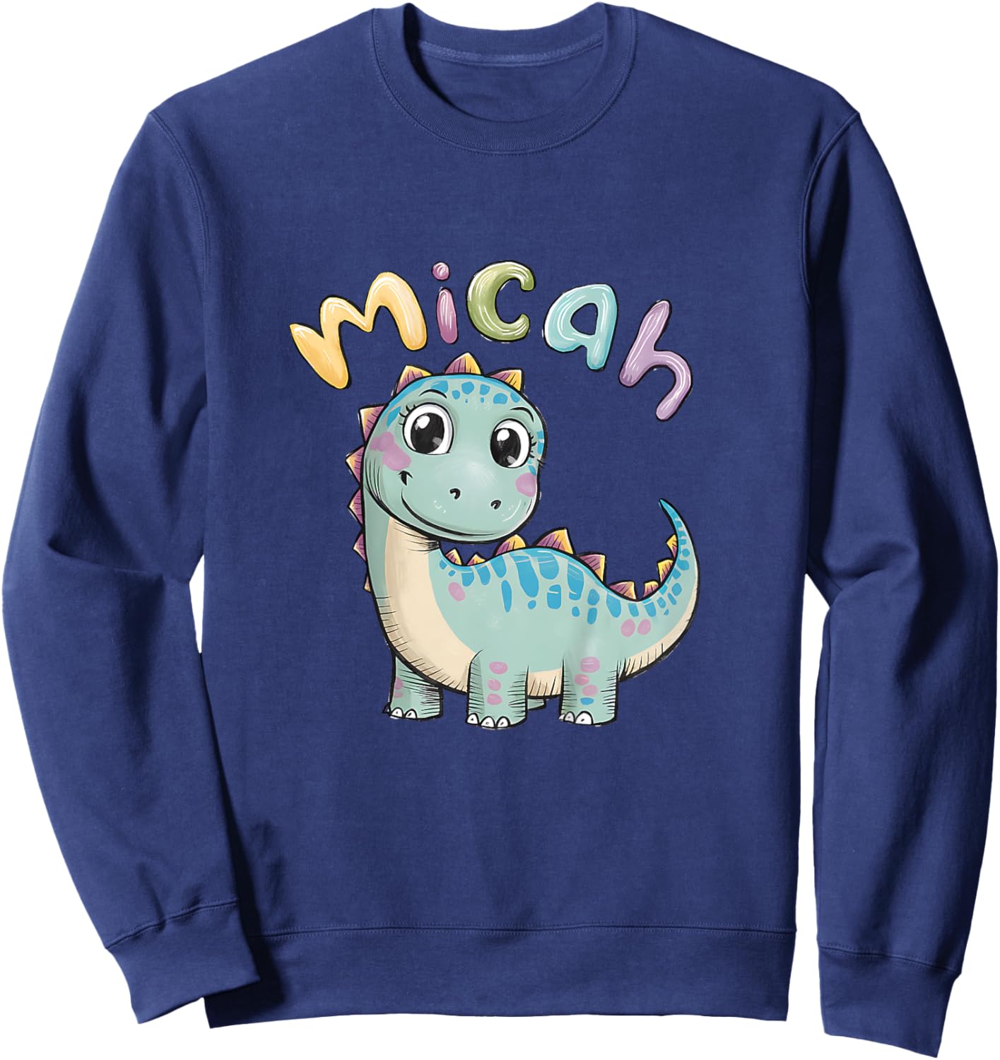 Kids Micah Dinosaur Adventure Personalized Kids Name Gift Sweatshirt - Sweatshirt | Navy