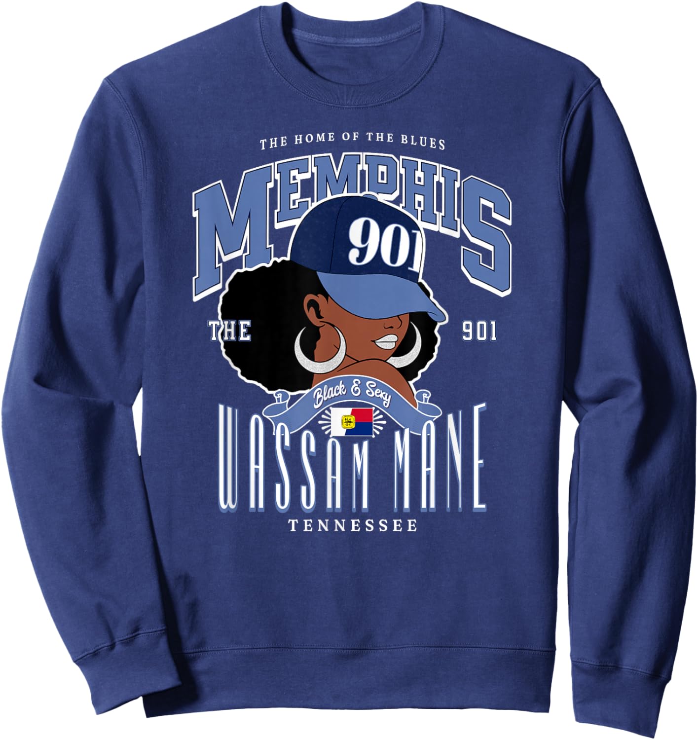 901 Area Code Memphis TN Unapologetically Melanated Sweatshirt - Sweatshirt | Navy
