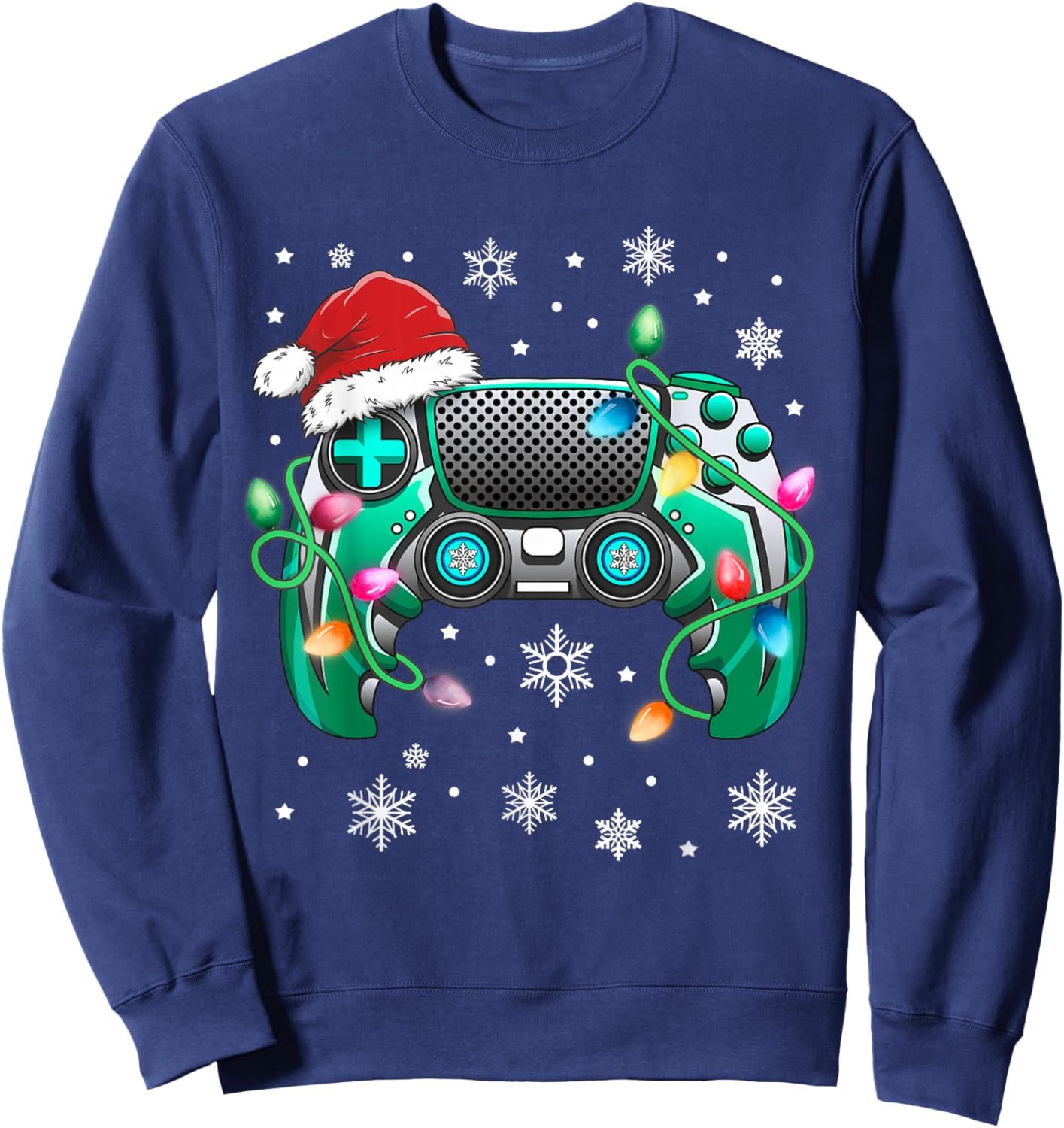Video Game Controller Christmas Santa Hat Gamer Boys Sweatshirt - Sweatshirt | Navy