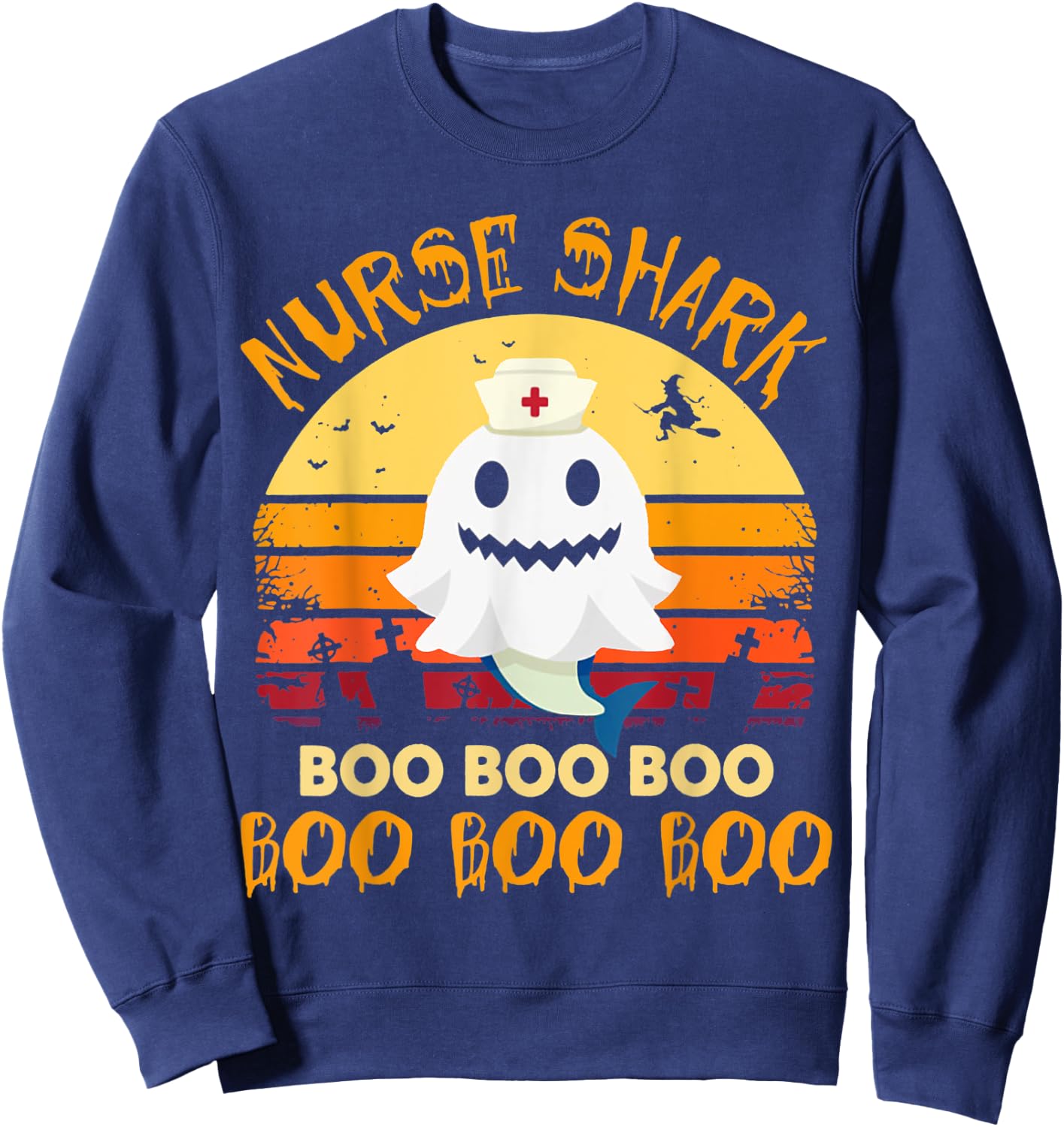 Nurse Shark Costume Boo Nurse Halloween Boo Boo Boo Shirt Sweatshirt - Sweatshirt | Navy