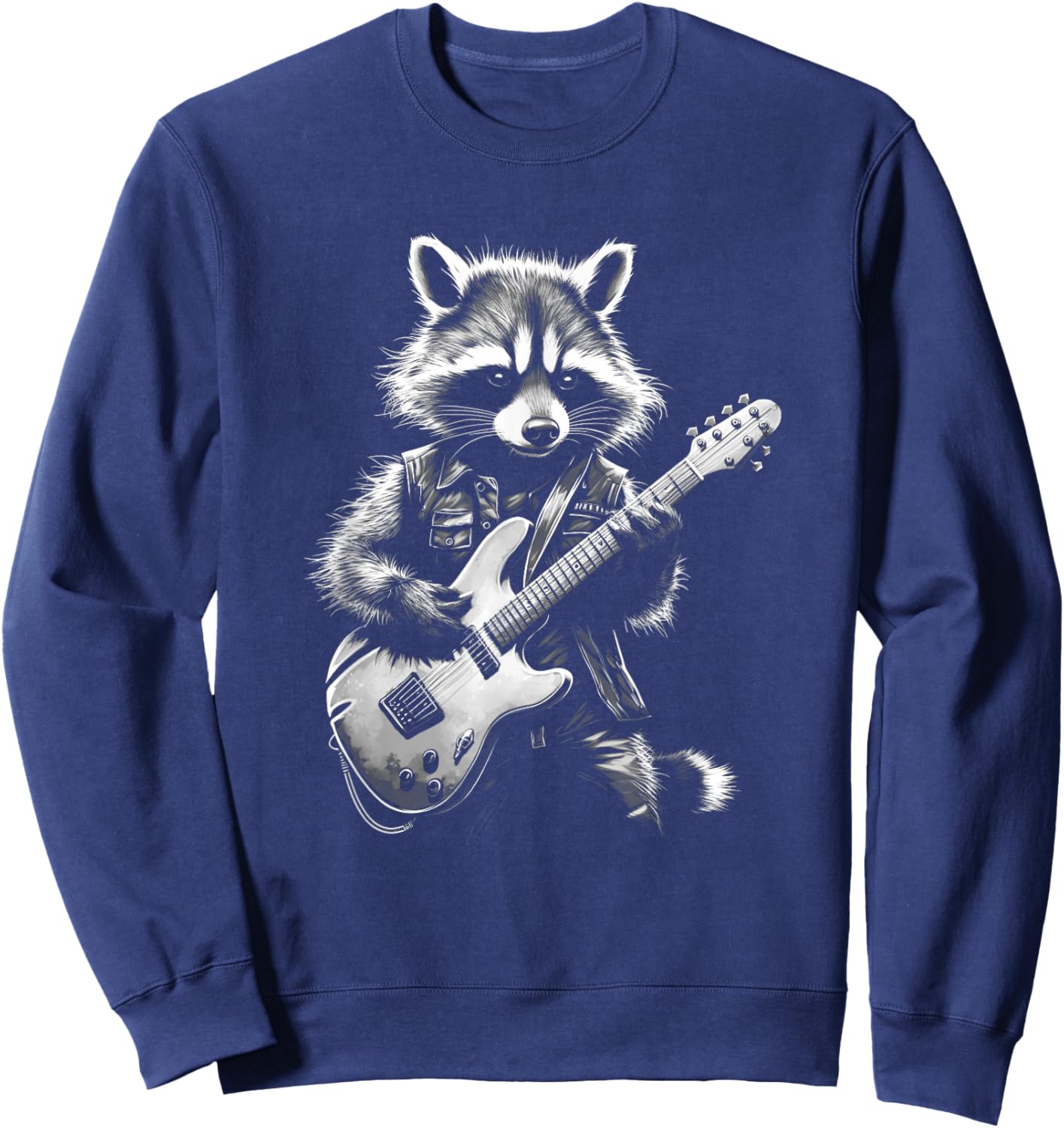 Rock Raccoon Playing Guitar - Funny Guitar Raccoon Sweatshirt - Sweatshirt | Navy
