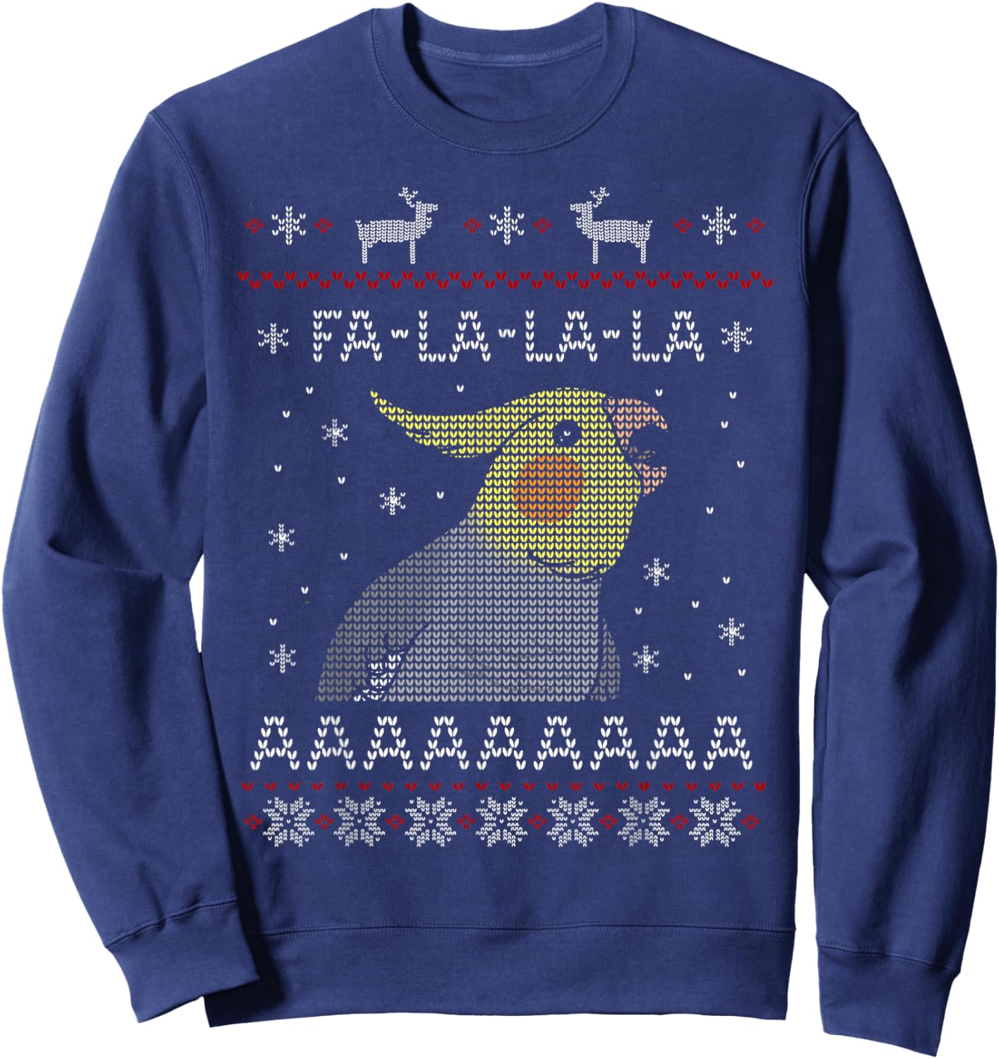 FA LA LA Ugly Christmas Cockatiel Birb Merch Parrot Pattern Sweatshirt - Sweatshirt | Navy