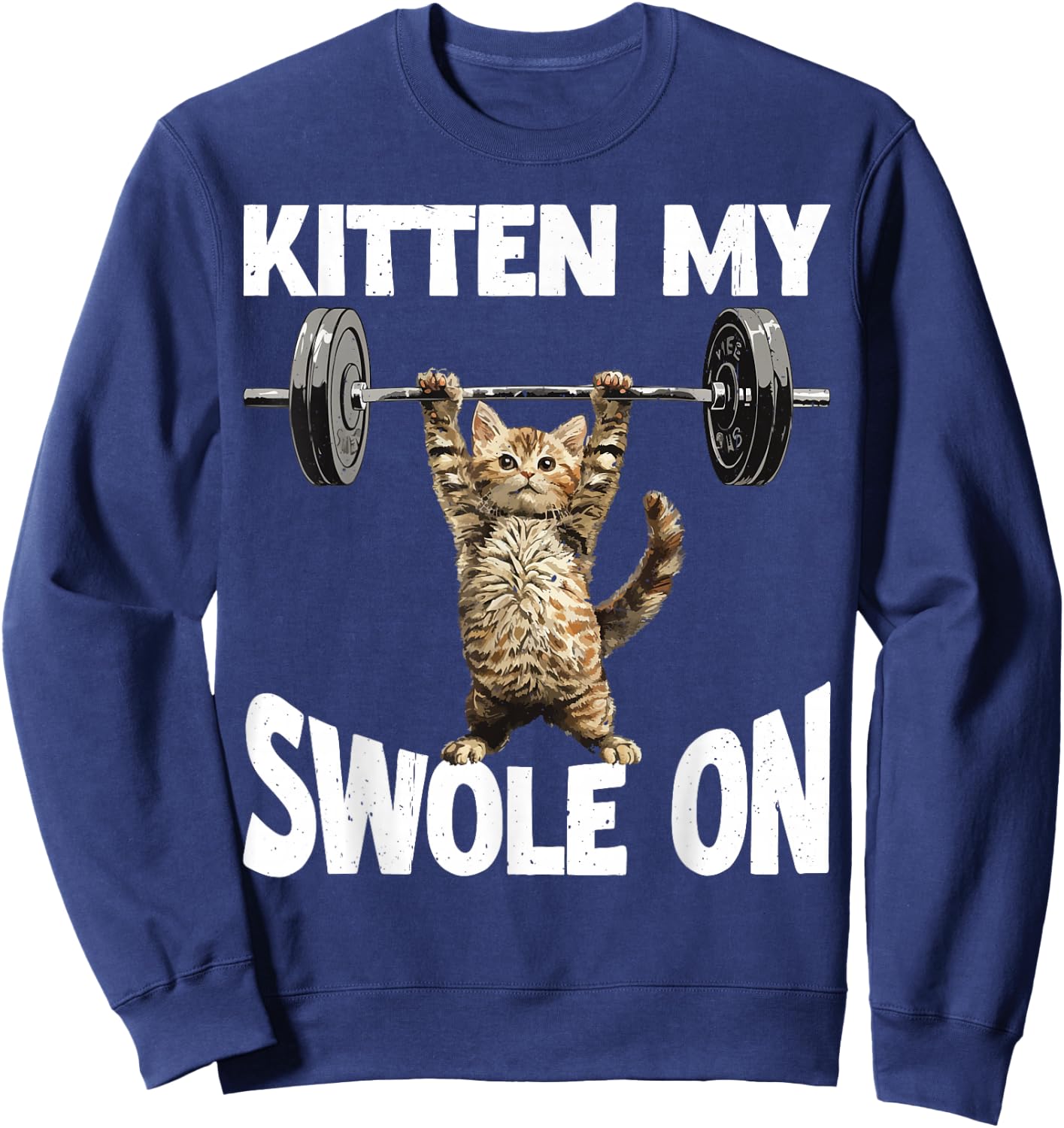 Kitten My Swole On Cute Gym Workout Sweatshirt - Sweatshirt | Navy