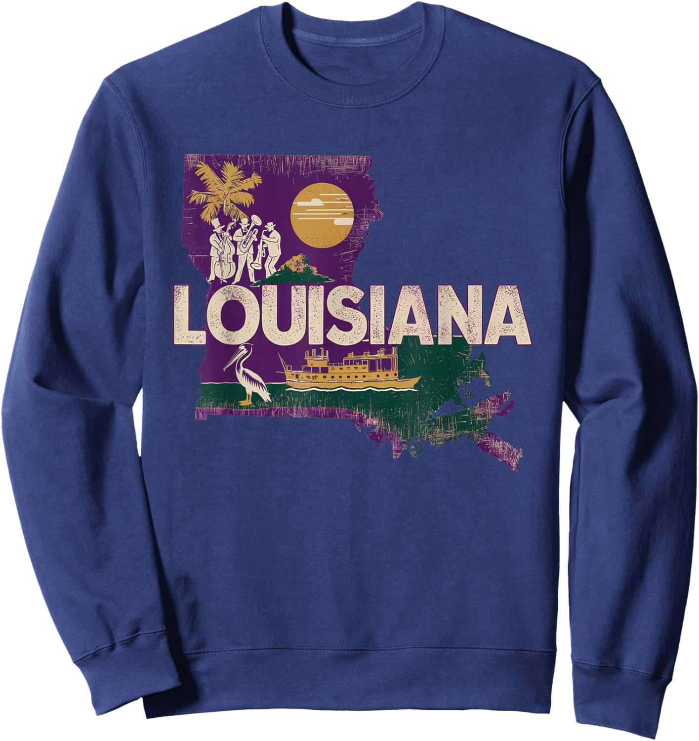 Louisiana State of Louisiana Retro Louisiana Sweatshirt - Sweatshirt | Navy