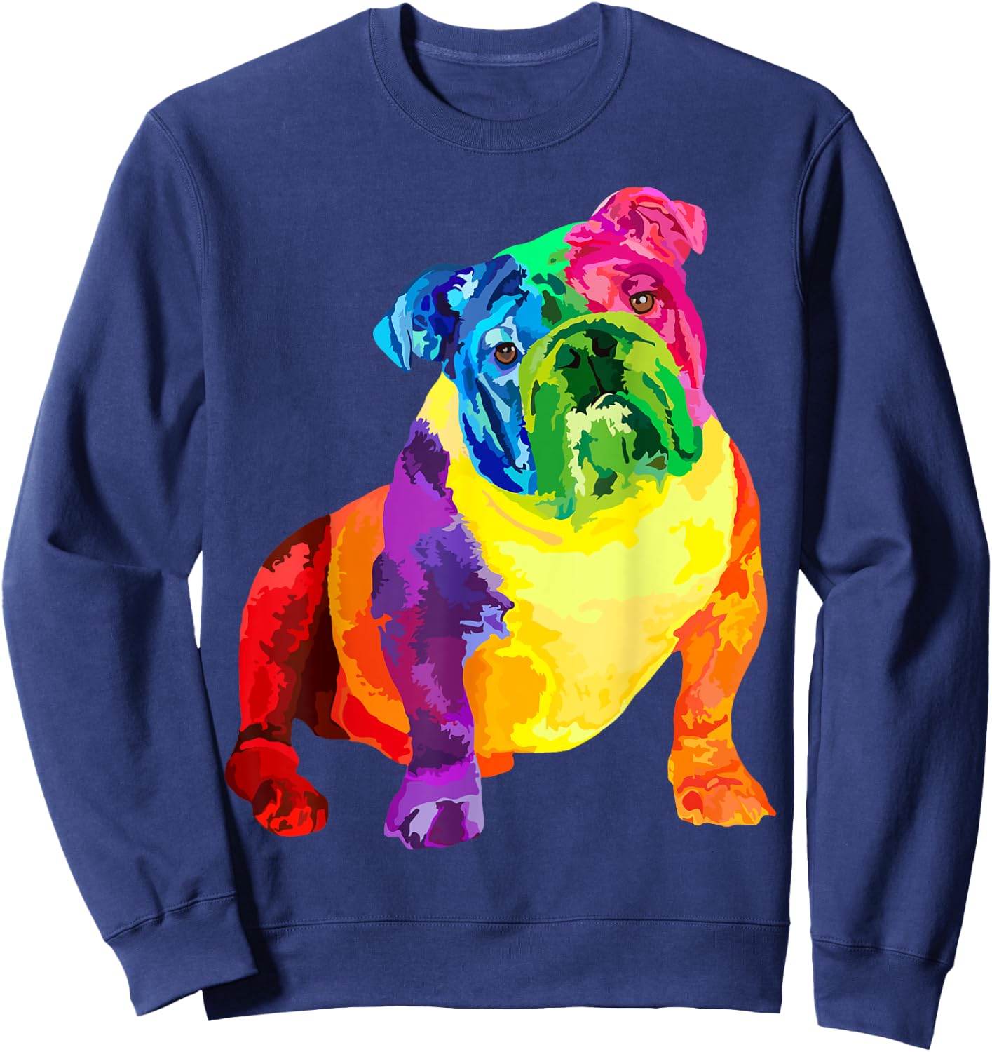Dog Lover Gifts Colorful Cool English Bulldog Sweatshirt - Sweatshirt | Navy