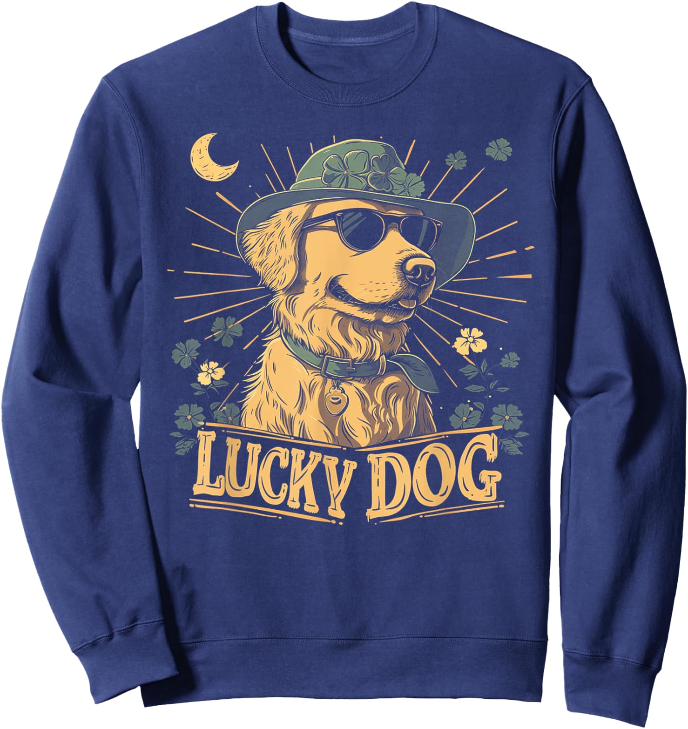 Golden Retriever Dog - St. Patrick's Day Saint Paddy's Irish Women Kids Sweatshirt - Sweatshirt | Navy