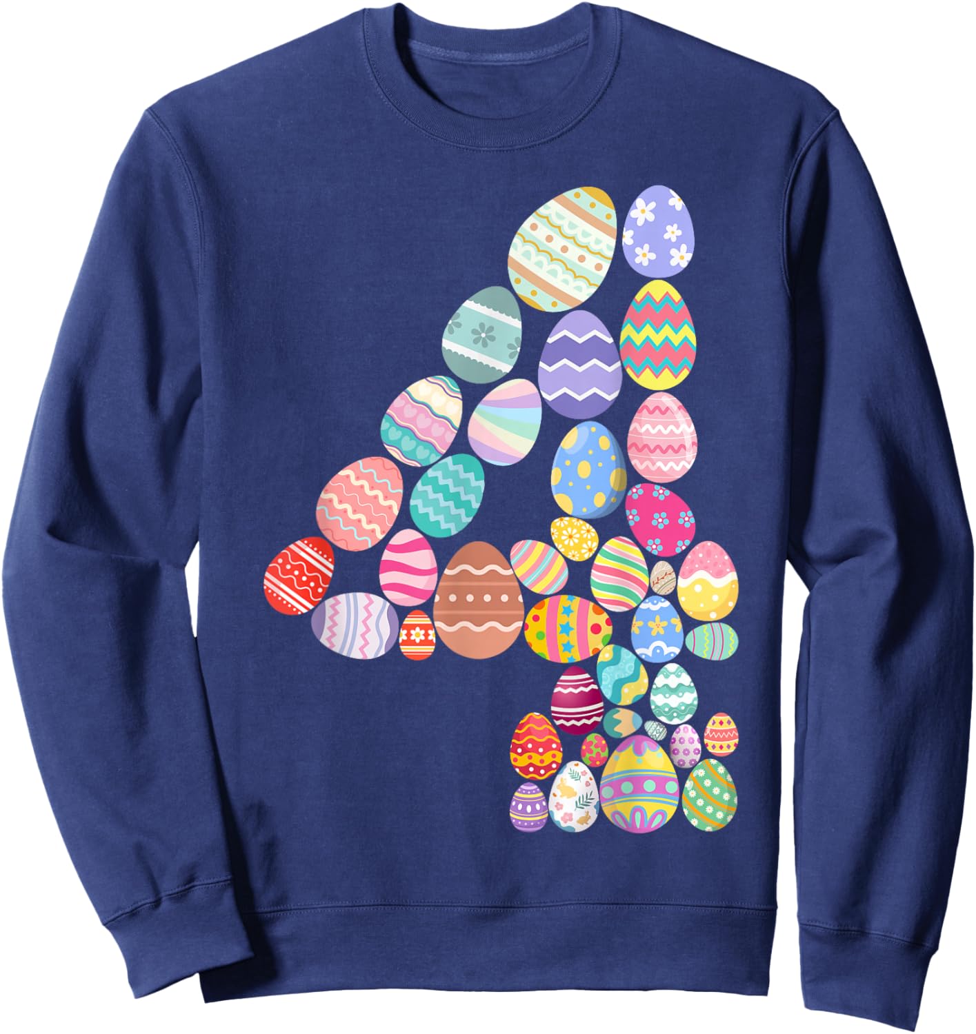 Number 4 Easter Eggs Themed 4th Birthday Boys Kid 4 Year Old Sweatshirt - Sweatshirt | Navy