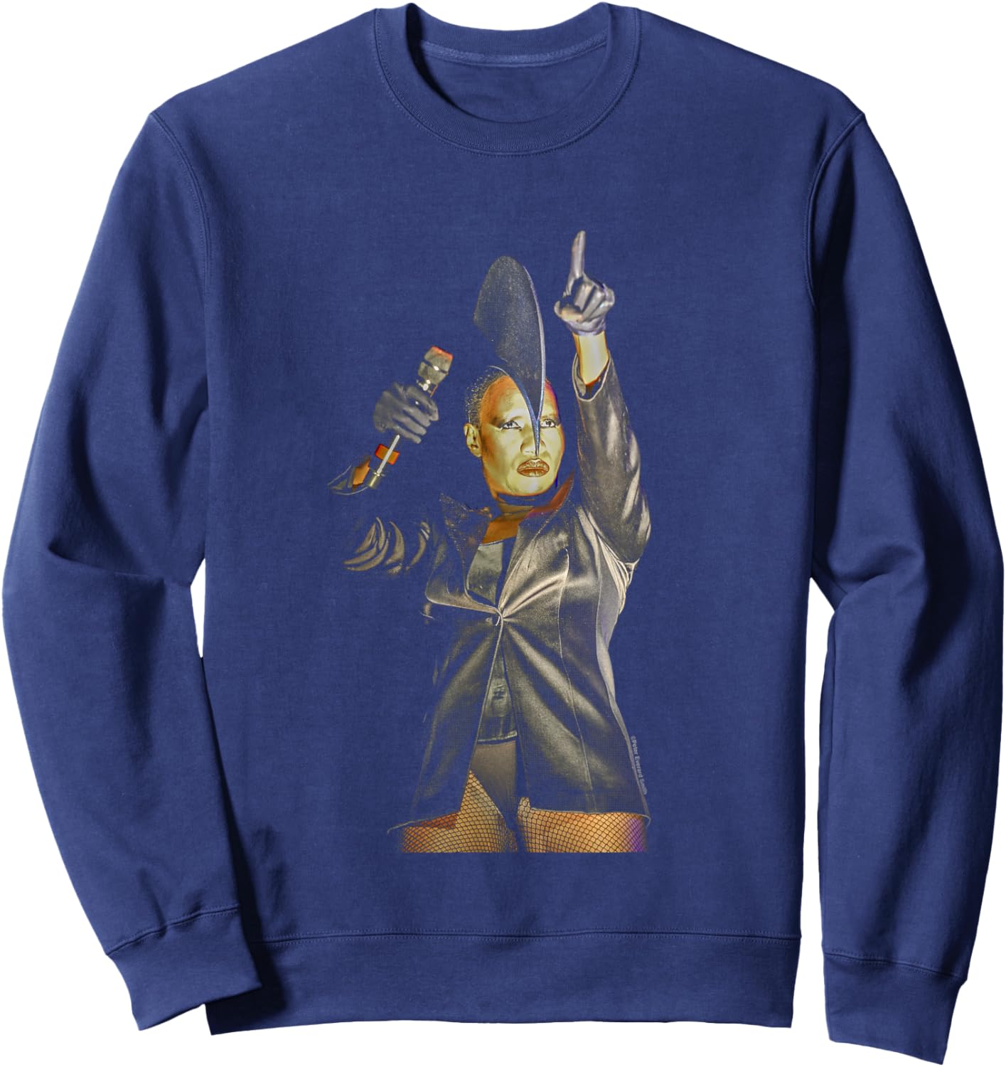 Grace Jones Performing On Stage By Everard Smith Sweatshirt - Sweatshirt | Navy