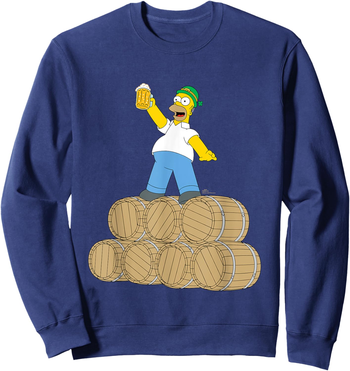 NEW The Simpsons St. Patrick's Day Homer Duff Beer Barrels Sweatshirt - Sweatshirt | Navy