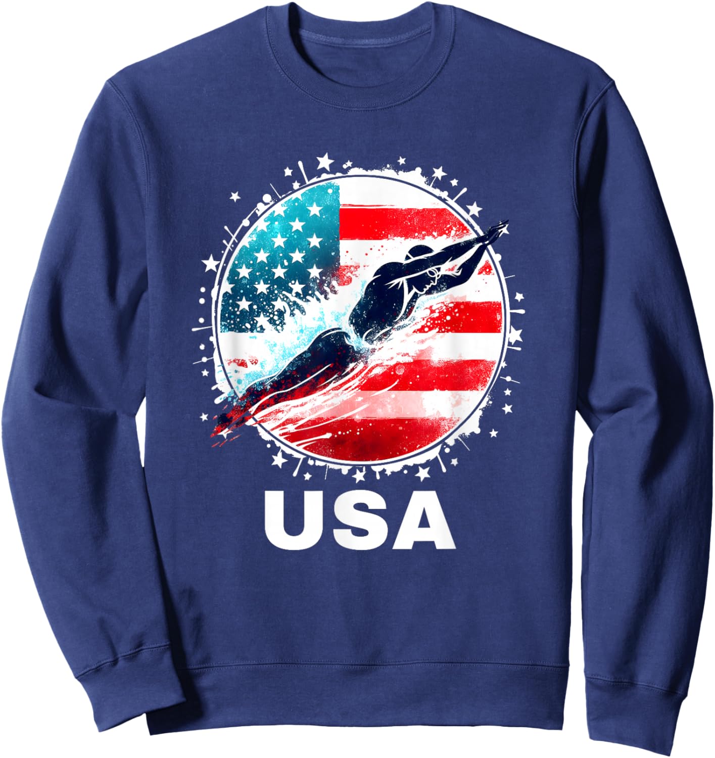 Swimming United States Team Apparel American Flag Swimming Women Kids Men Sweatshirt - Sweatshirt | Navy
