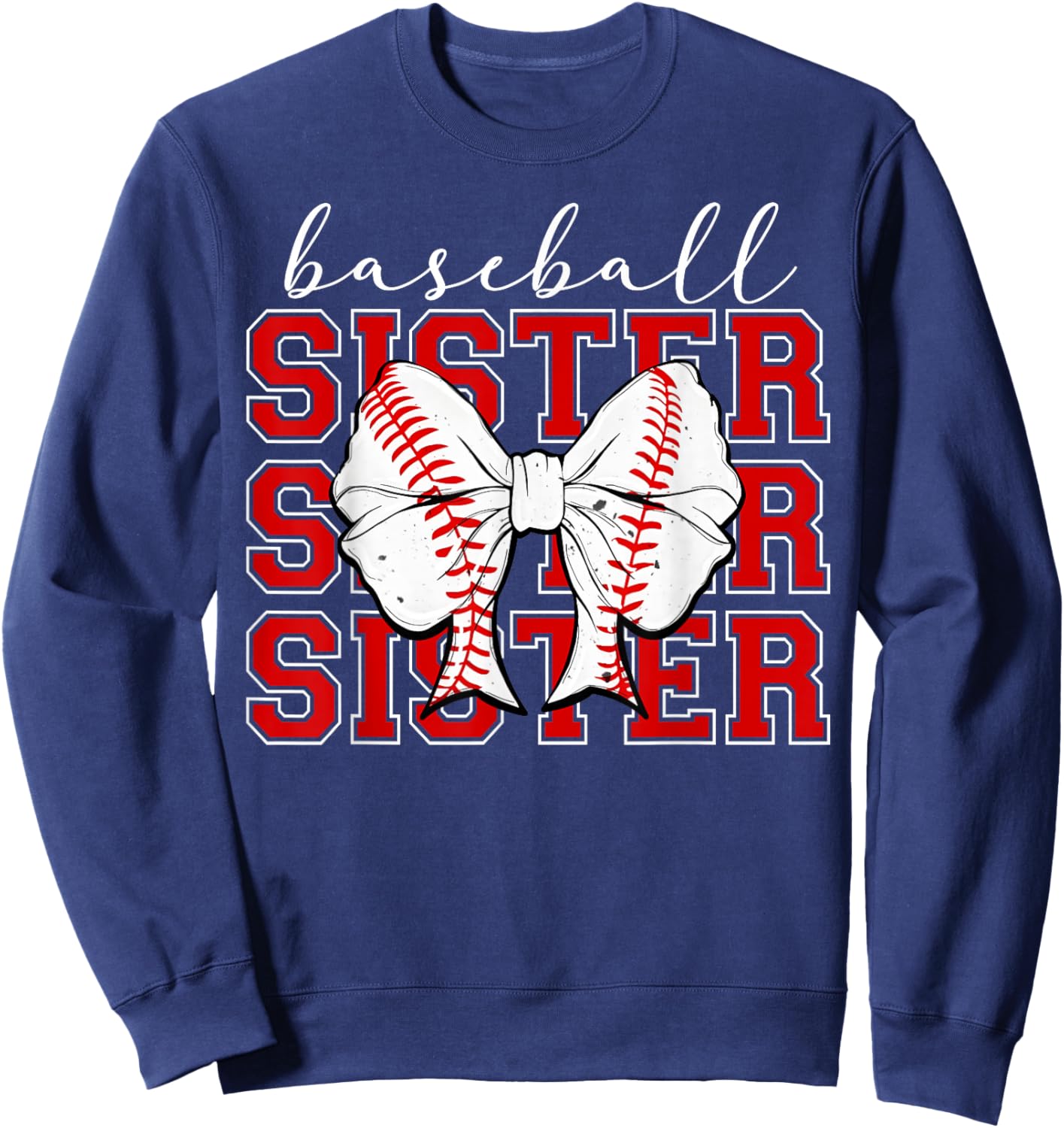 Baseball Sister Vintage Sport Lover Sister Mothers Da Sweatshirt - Sweatshirt | Navy