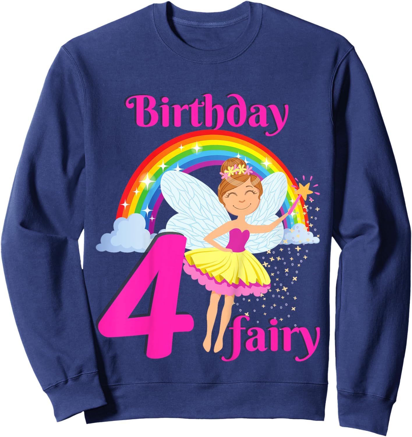Kids Fairy Birthday Party 4 years old Fairy Birthday Party Theme Sweatshirt - Sweatshirt | Navy