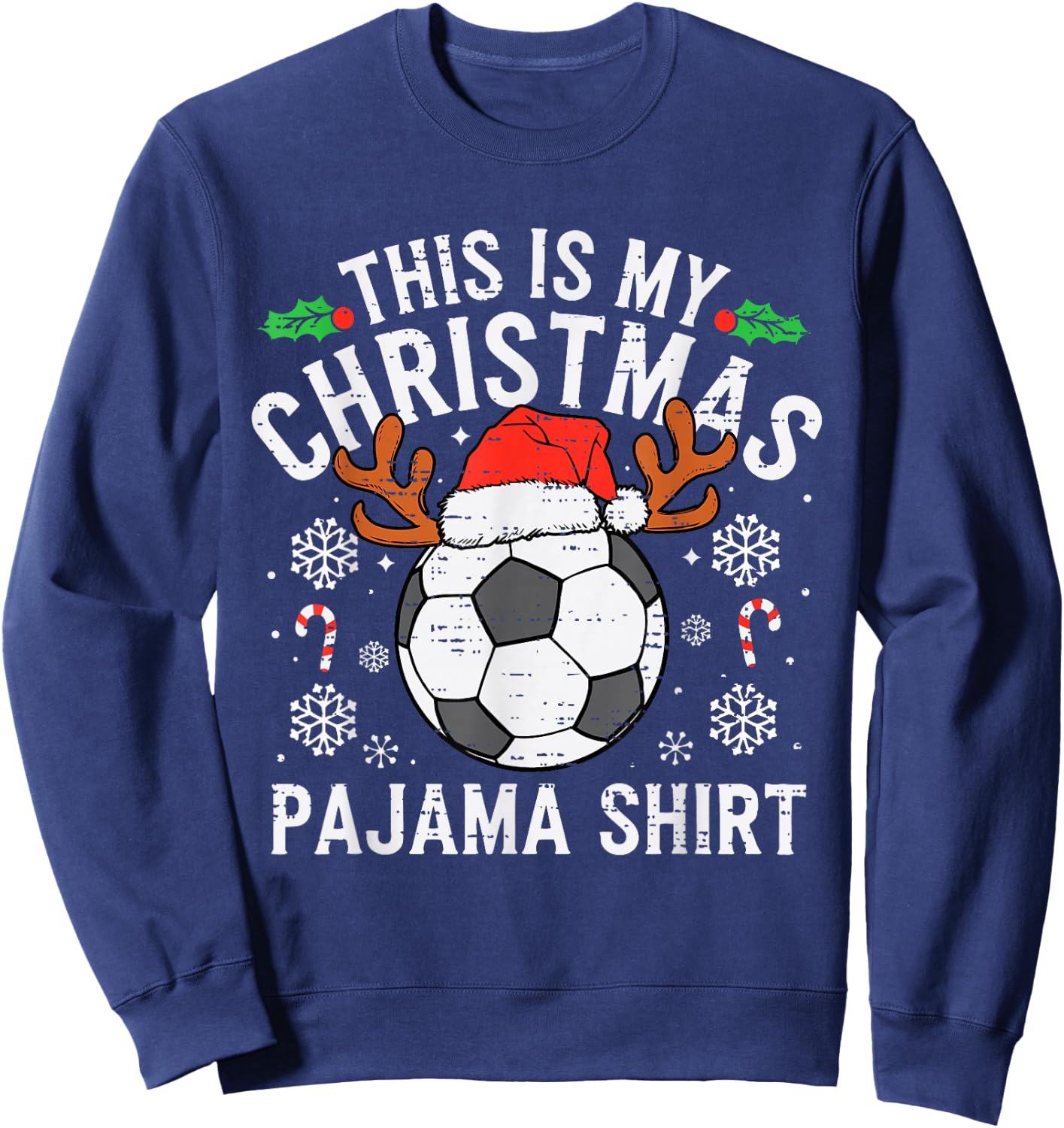 This Is My Soccer Christmas Pajama Shirt Sports Boy Kid Sweatshirt - Sweatshirt | Navy