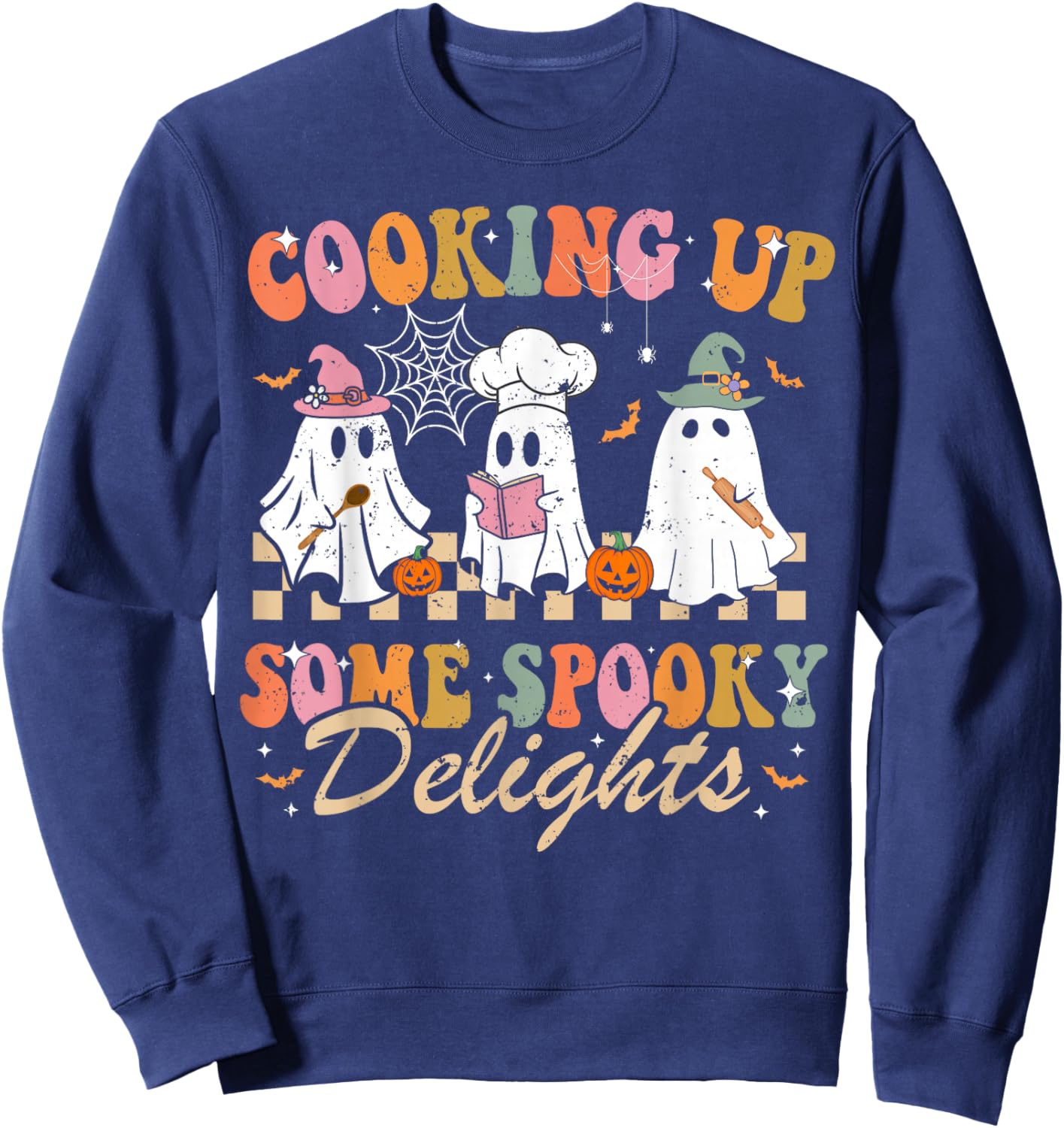 Funny Ghost Cooking For Cook and Kitchen Lovers Halloween Sweatshirt - Sweatshirt | Navy