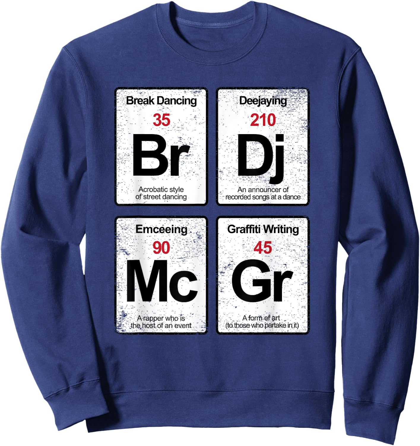 Elements of Hip Hop Rap music distressed gift Sweatshirt - Sweatshirt | Navy