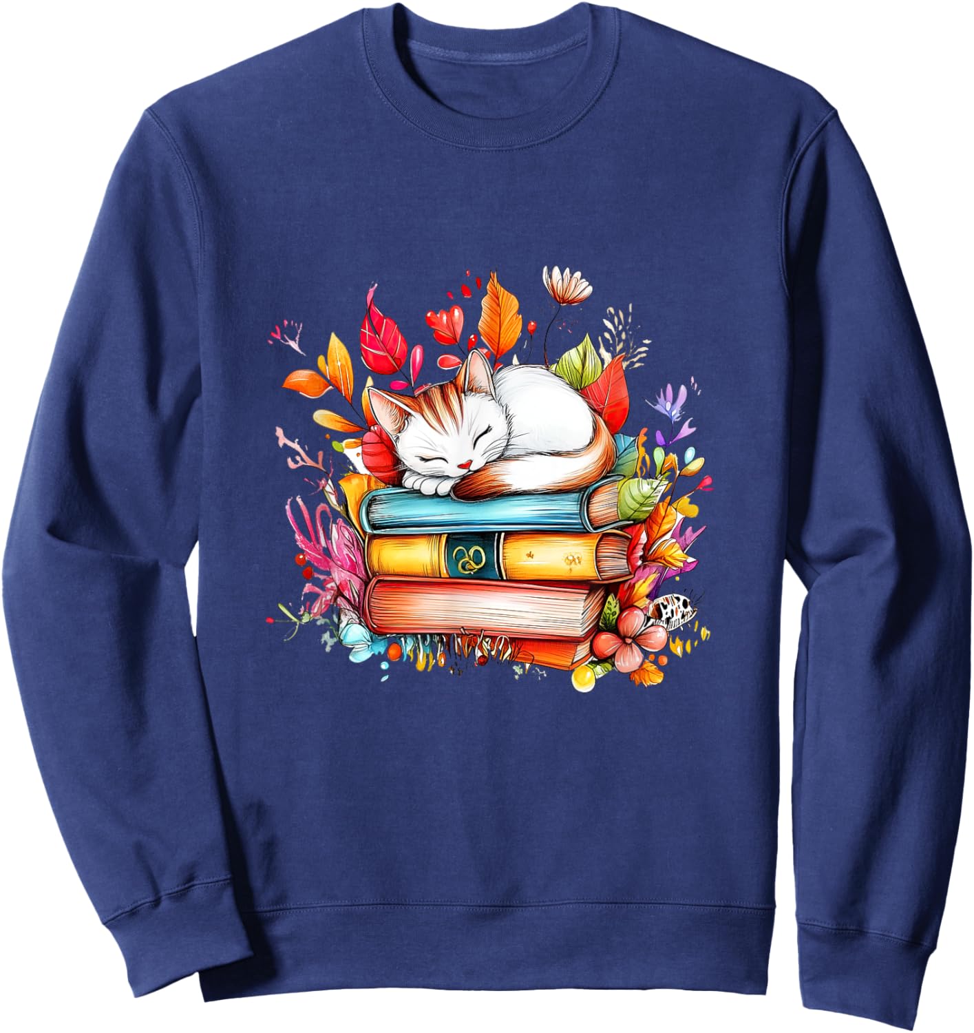 The Cozy Cat Reader’s Realm Sweatshirt - Sweatshirt | Navy