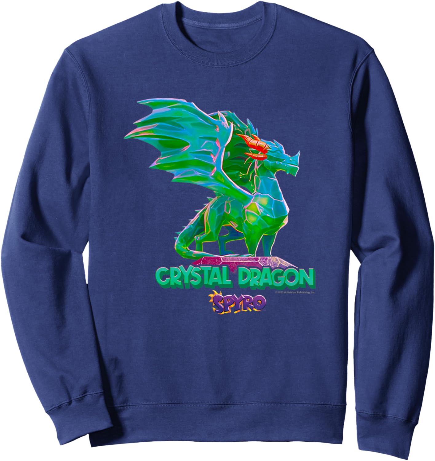 Spyro Crystal Dragon Retro Neon Shimmer Poster Sweatshirt - Sweatshirt | Navy