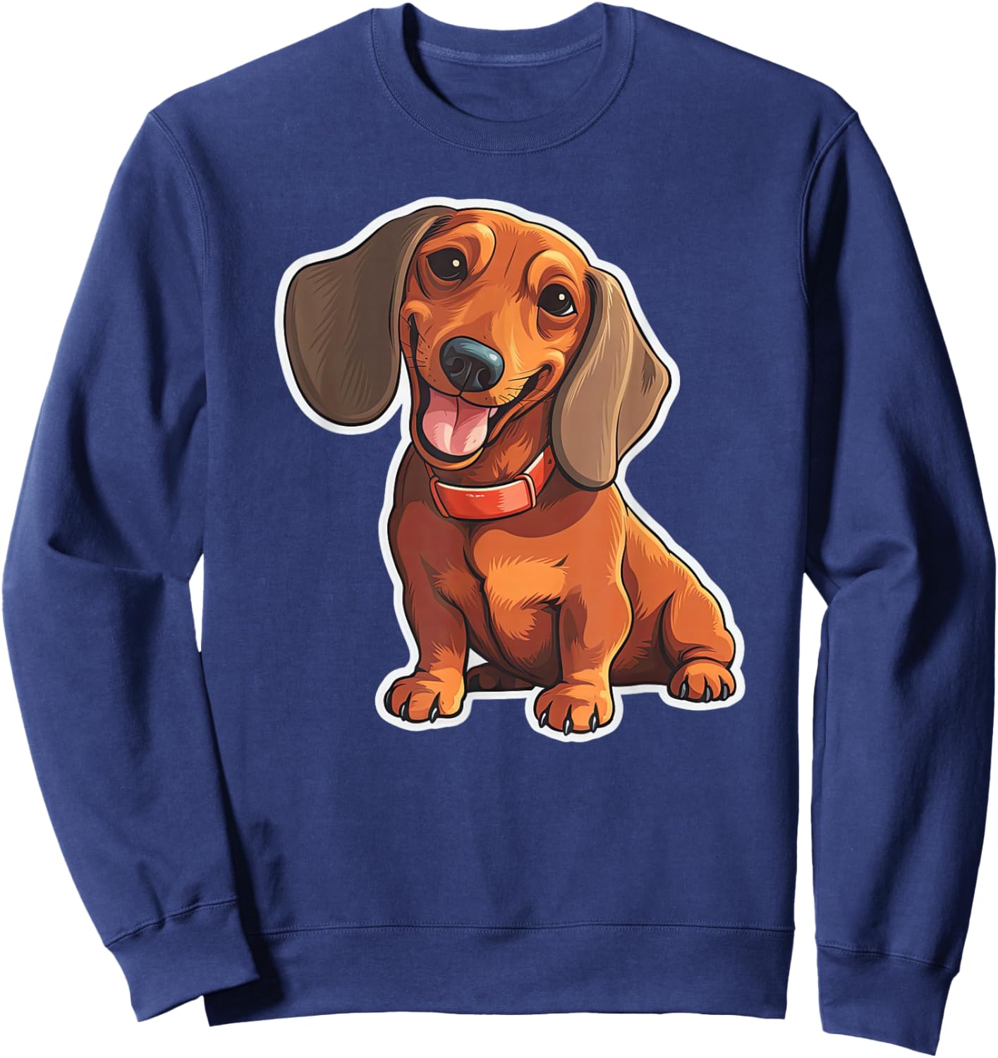 Cute dachshund dog illustration Dog puppy owner gift Sweatshirt - Sweatshirt | Navy