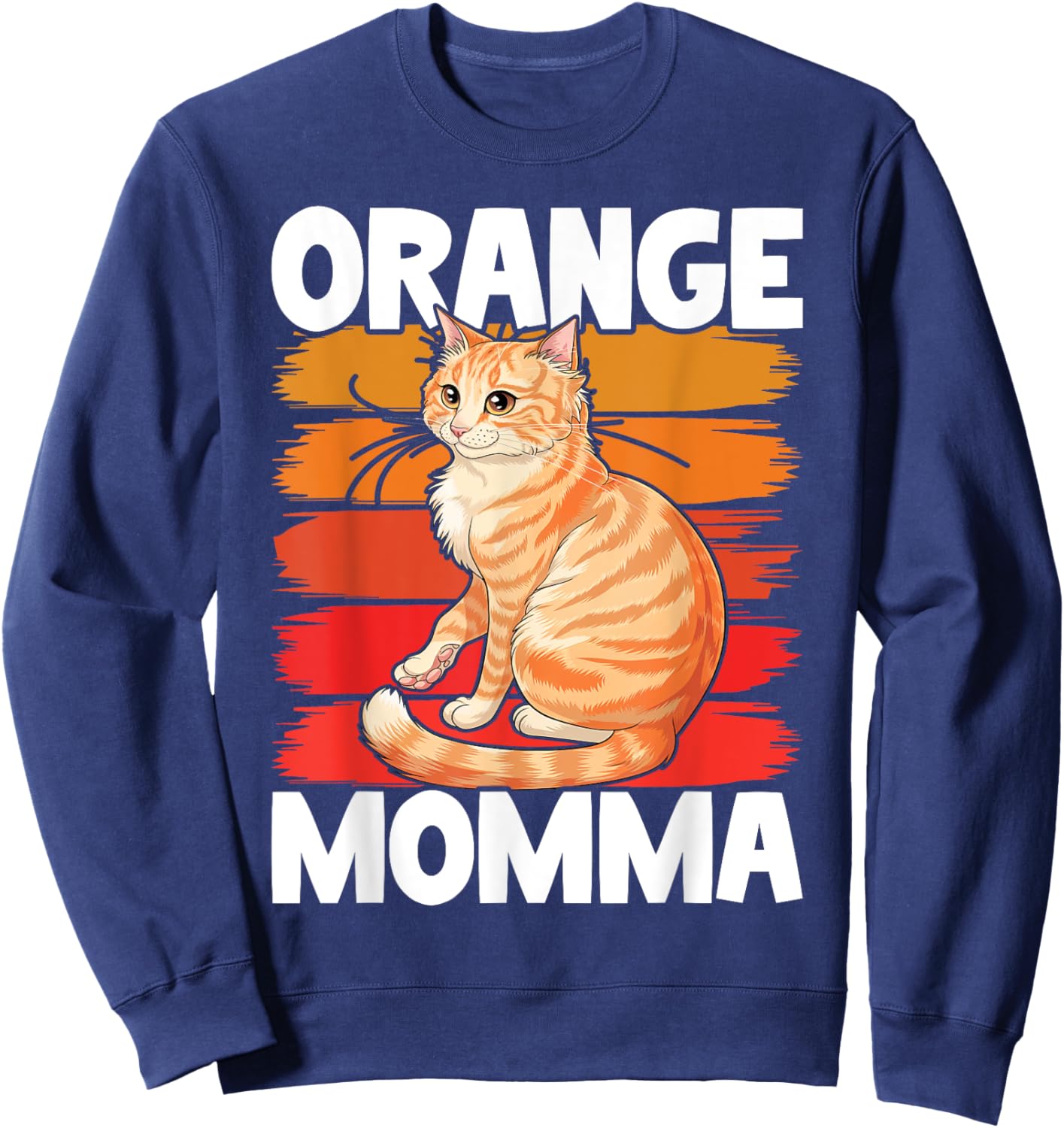 Tabby Cat Orange Cat Mom Orange Momma Sweatshirt - Sweatshirt | Navy