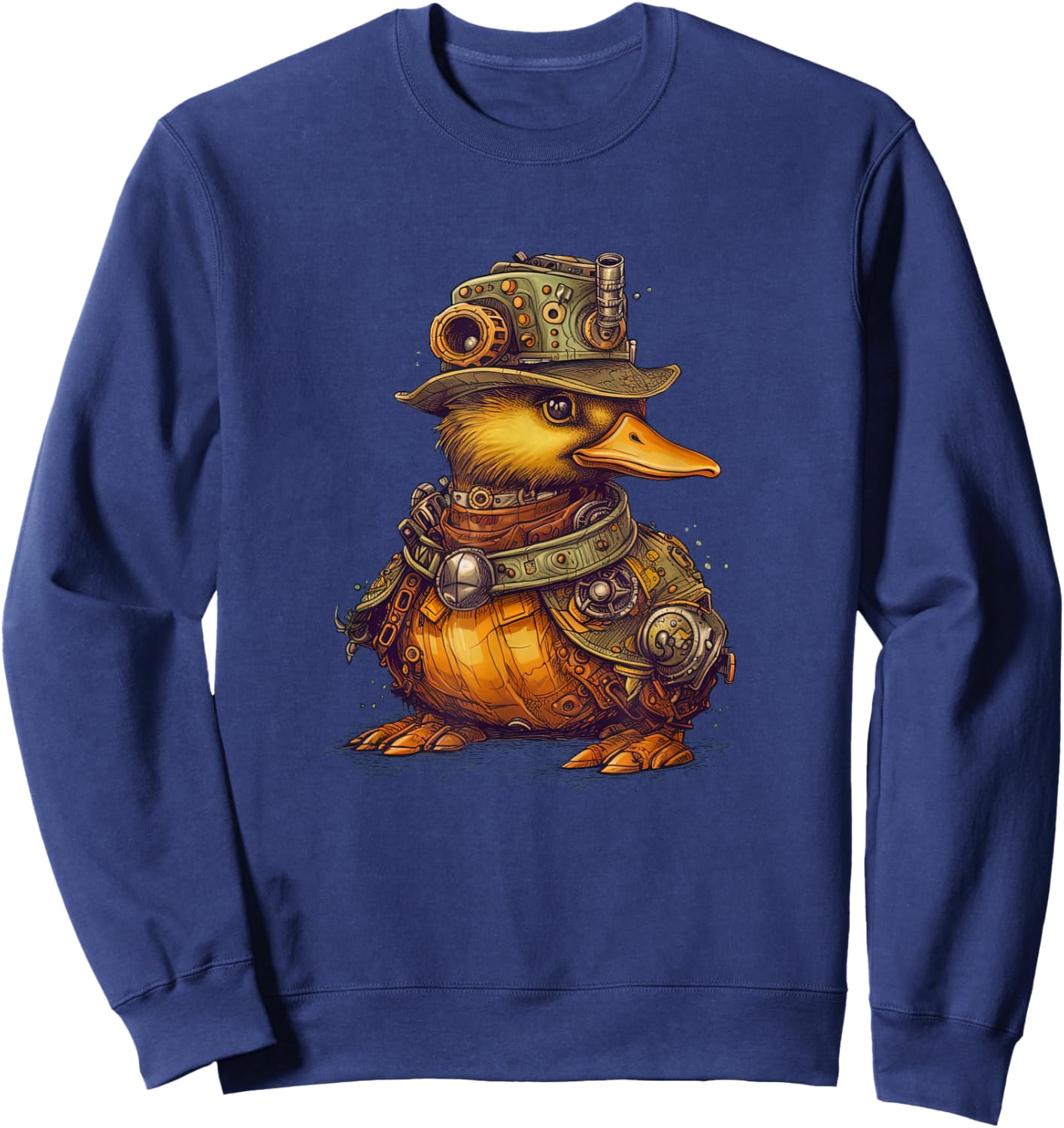 Duck in steampunk mechanical gear, vibrant bird Sweatshirt - Sweatshirt | Navy