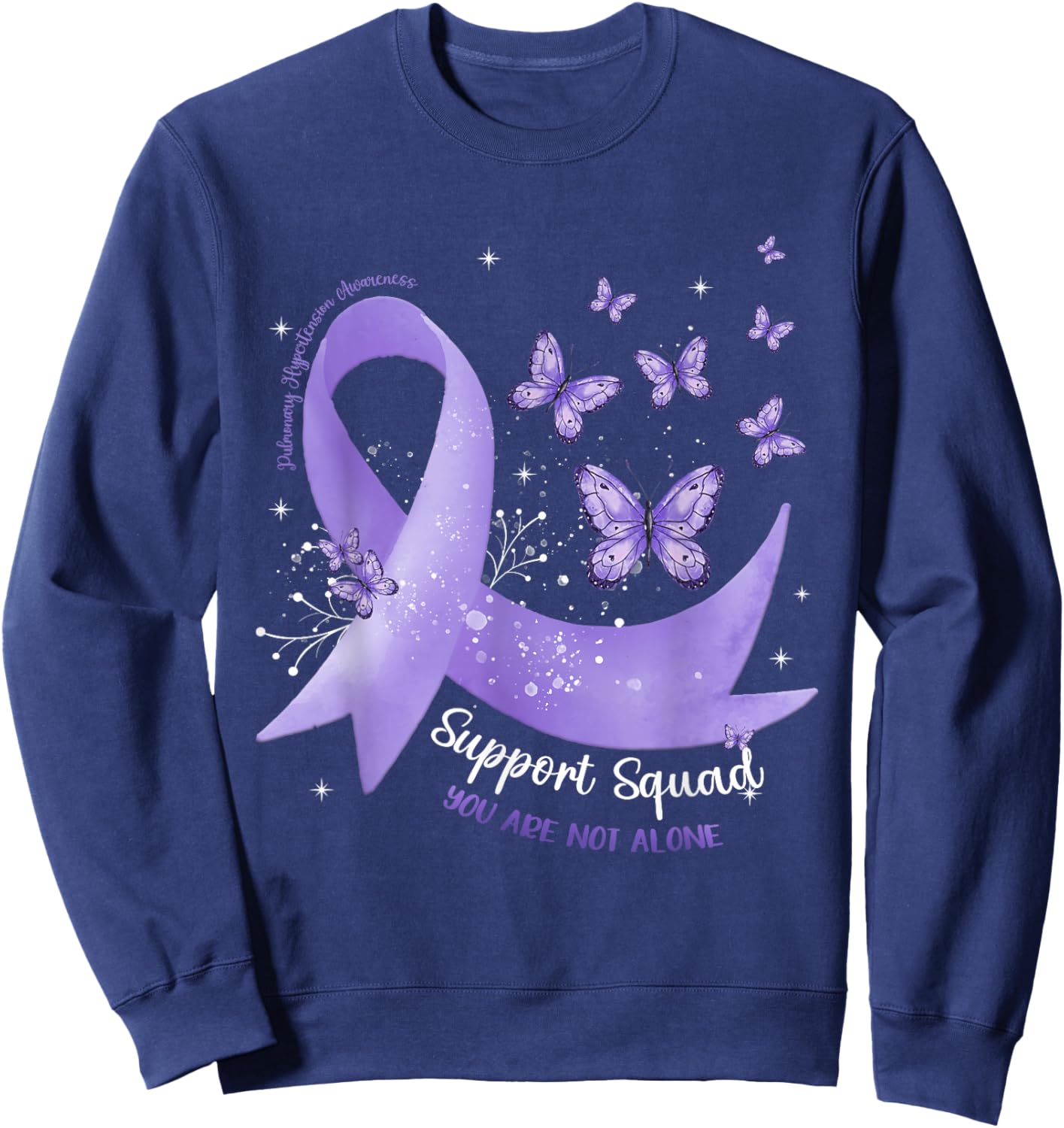 Support Squad Periwinkle Ribbon Pulmonary Hypertension Sweatshirt - Sweatshirt | Navy