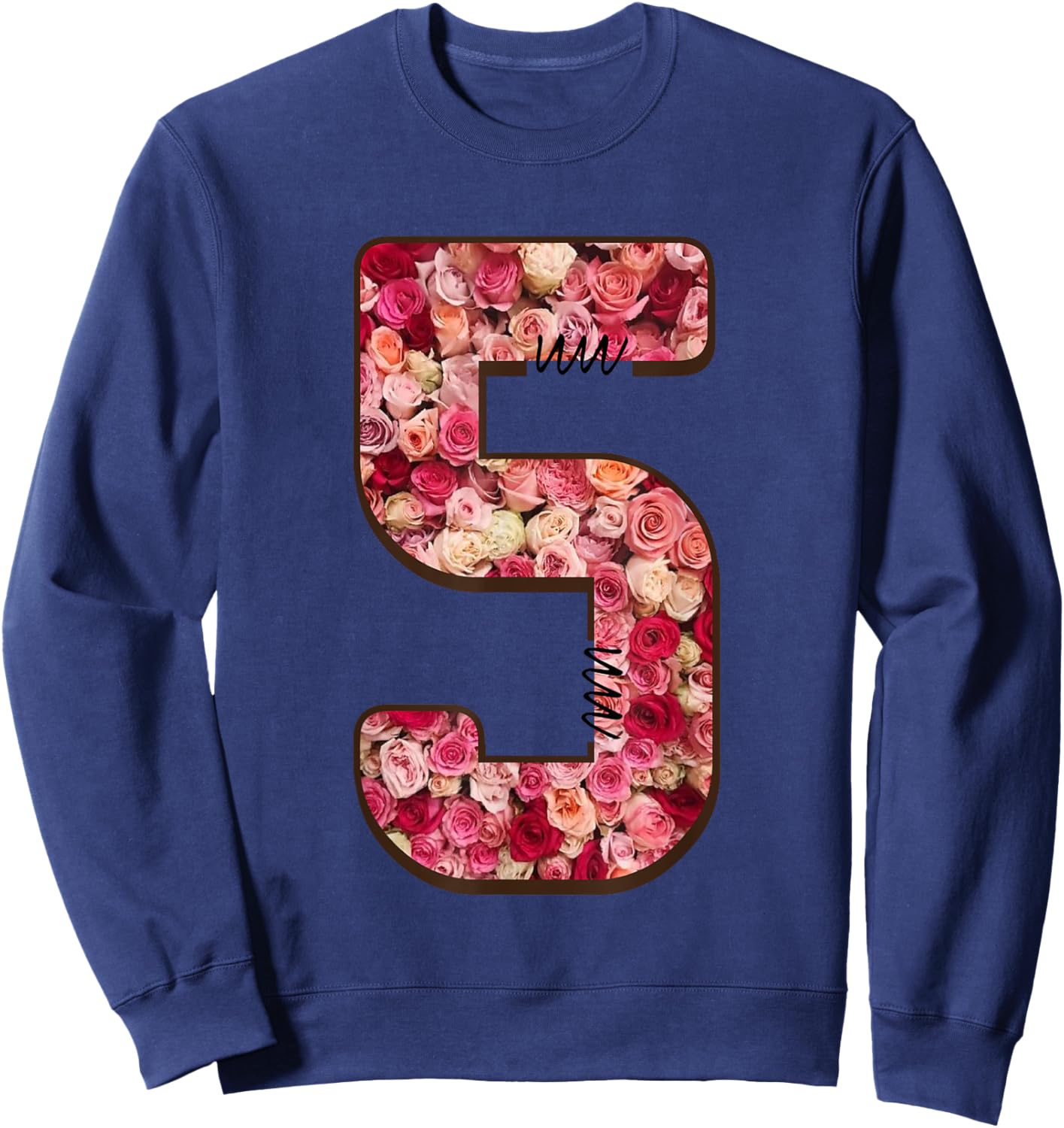 Number 5 Roses Blossoms Petals Sweatshirt - Sweatshirt | Navy