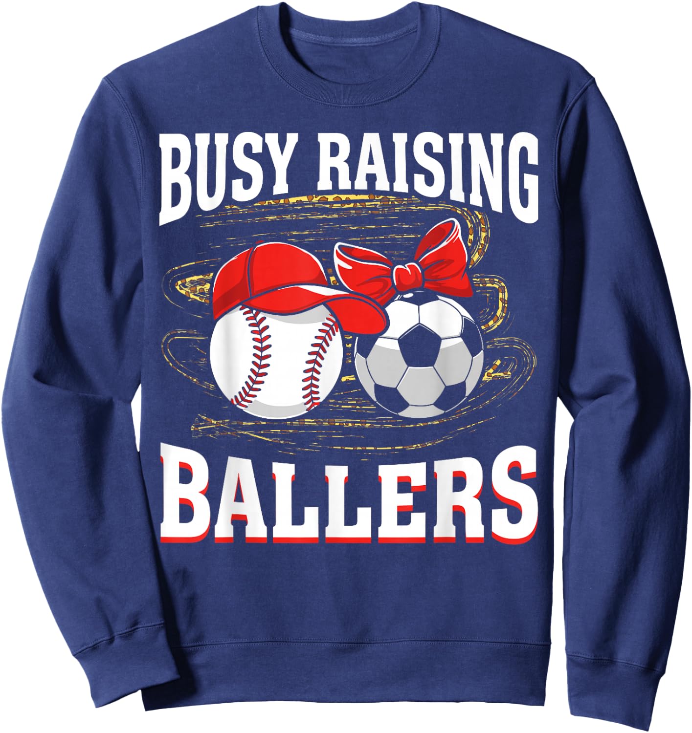 Busy Raising Ballers baseball soccer mom leopard women Sweatshirt - Sweatshirt | Navy